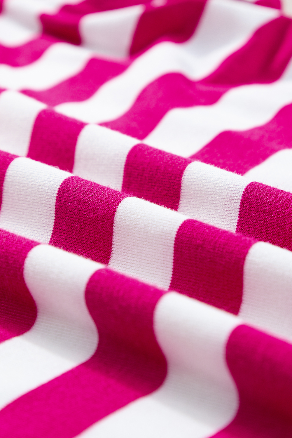 Rose Red Striped Ruffle Sleeve Crew Neck Blouse - loveforevers