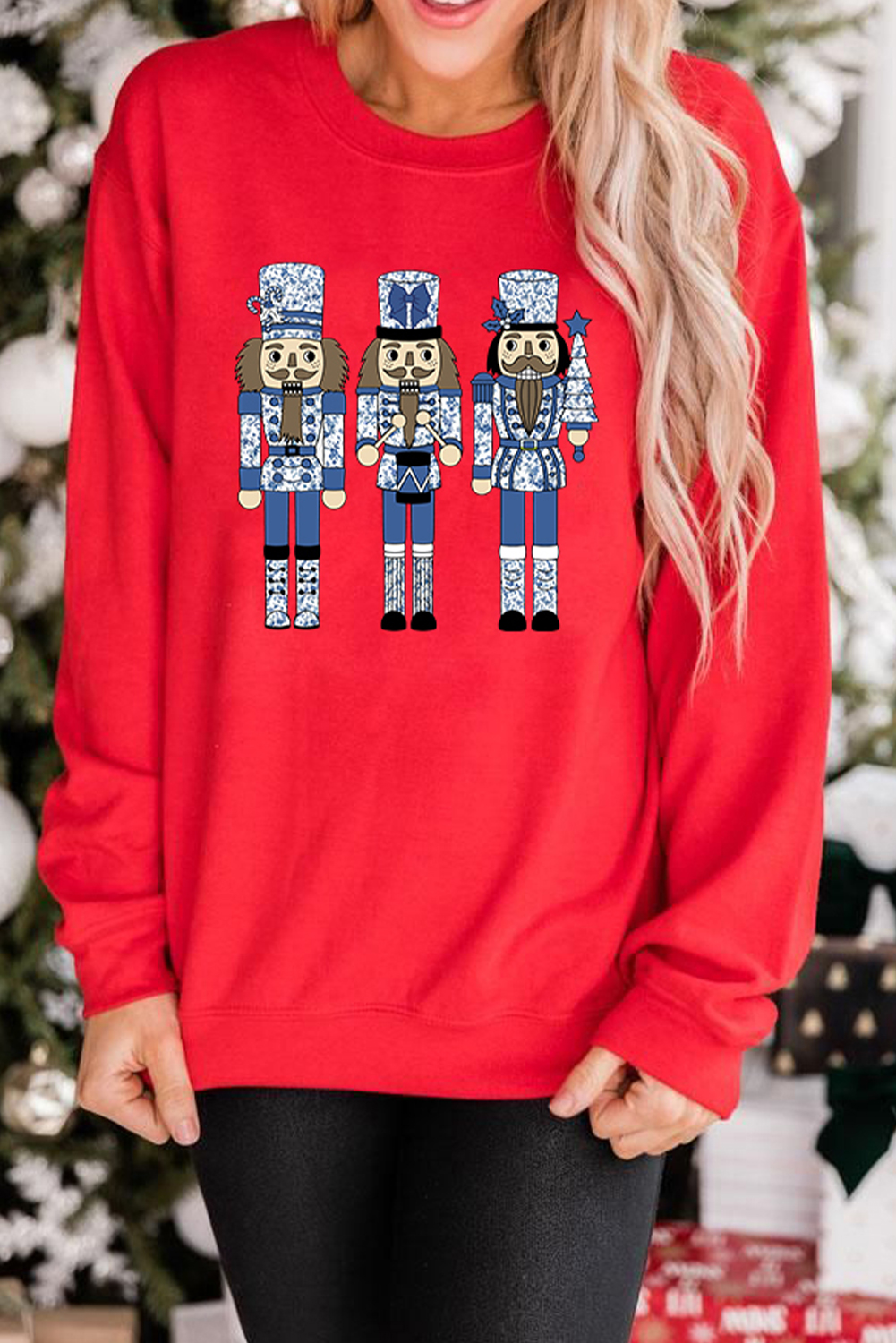 Red Christmas Nutcracker Men Guard Graphic Pullover Sweatshirt - loveforevers
