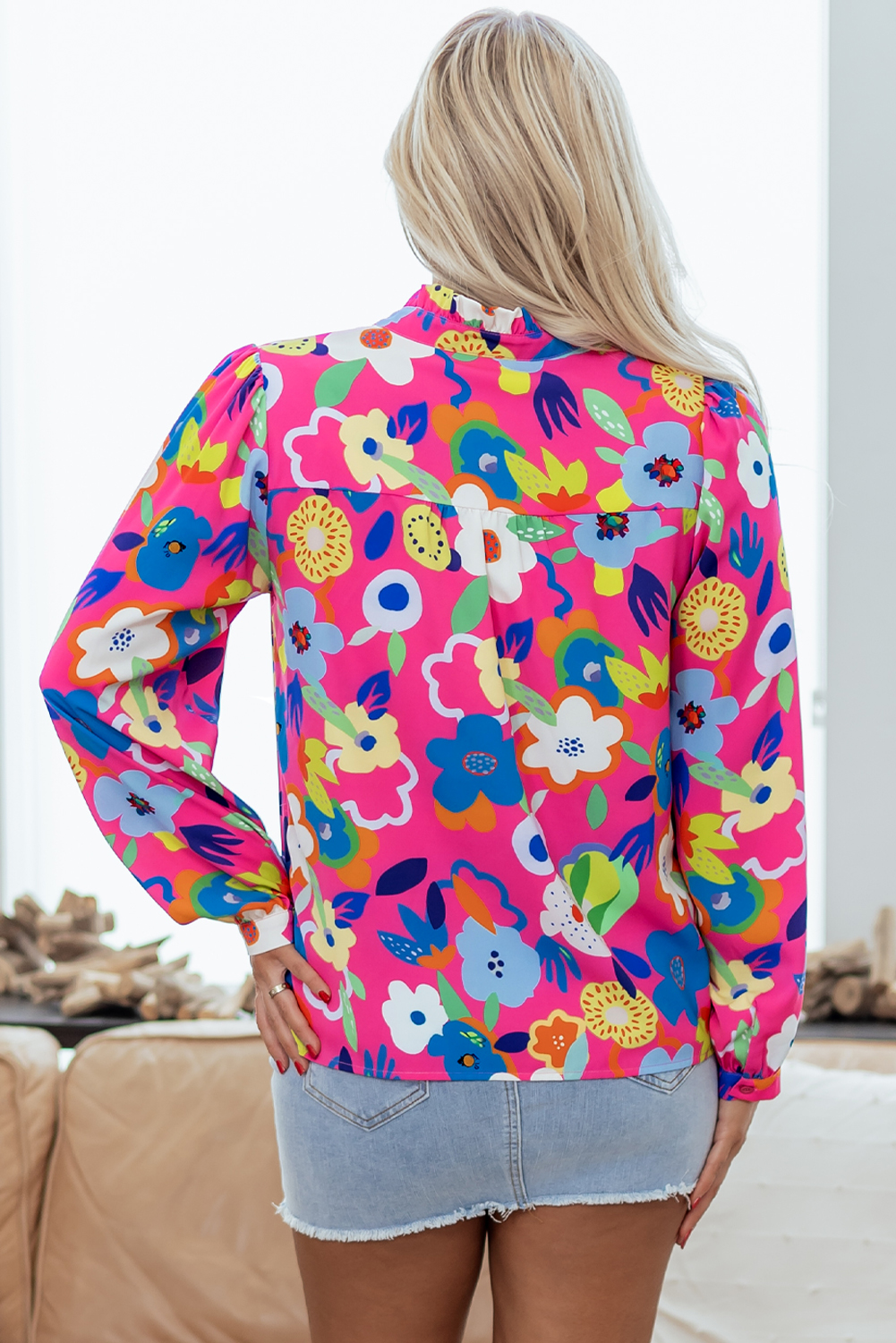Rose Flower Bomb V Neck Blouse - loveforevers
