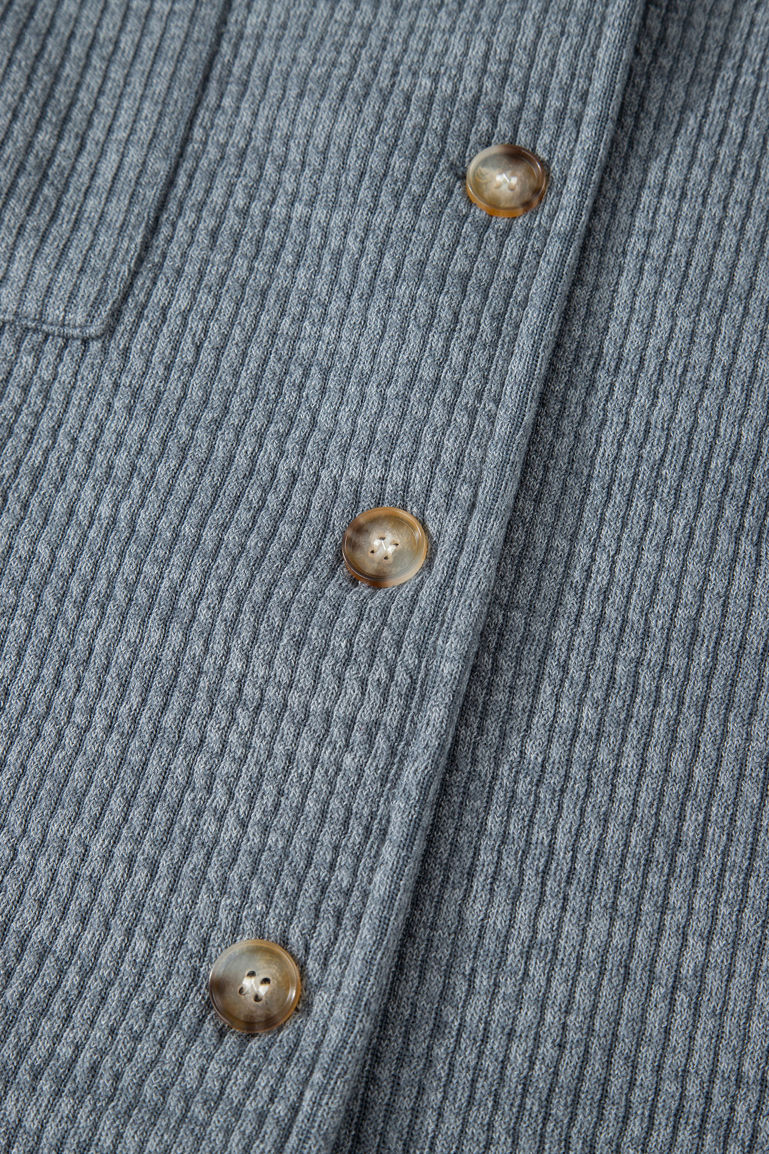 Medium Grey Ribbed Knit Buttons Front Flap Pocket Casual Shacket - loveforevers