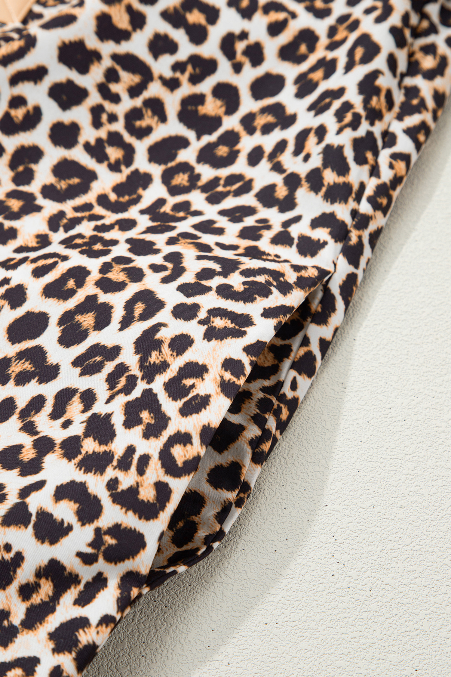 Multicolour Button Striped Collar Leopard Print Long Sleeve Flared Dress - loveforevers