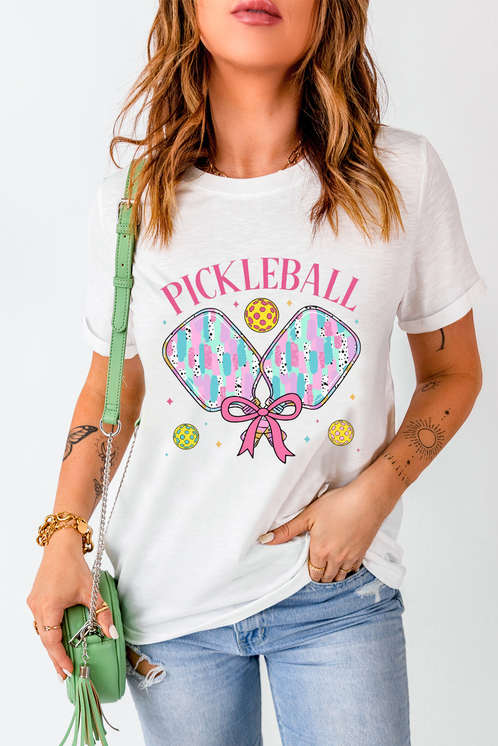 White PICKLEBALL Playful Graphic T Shirt - loveforevers