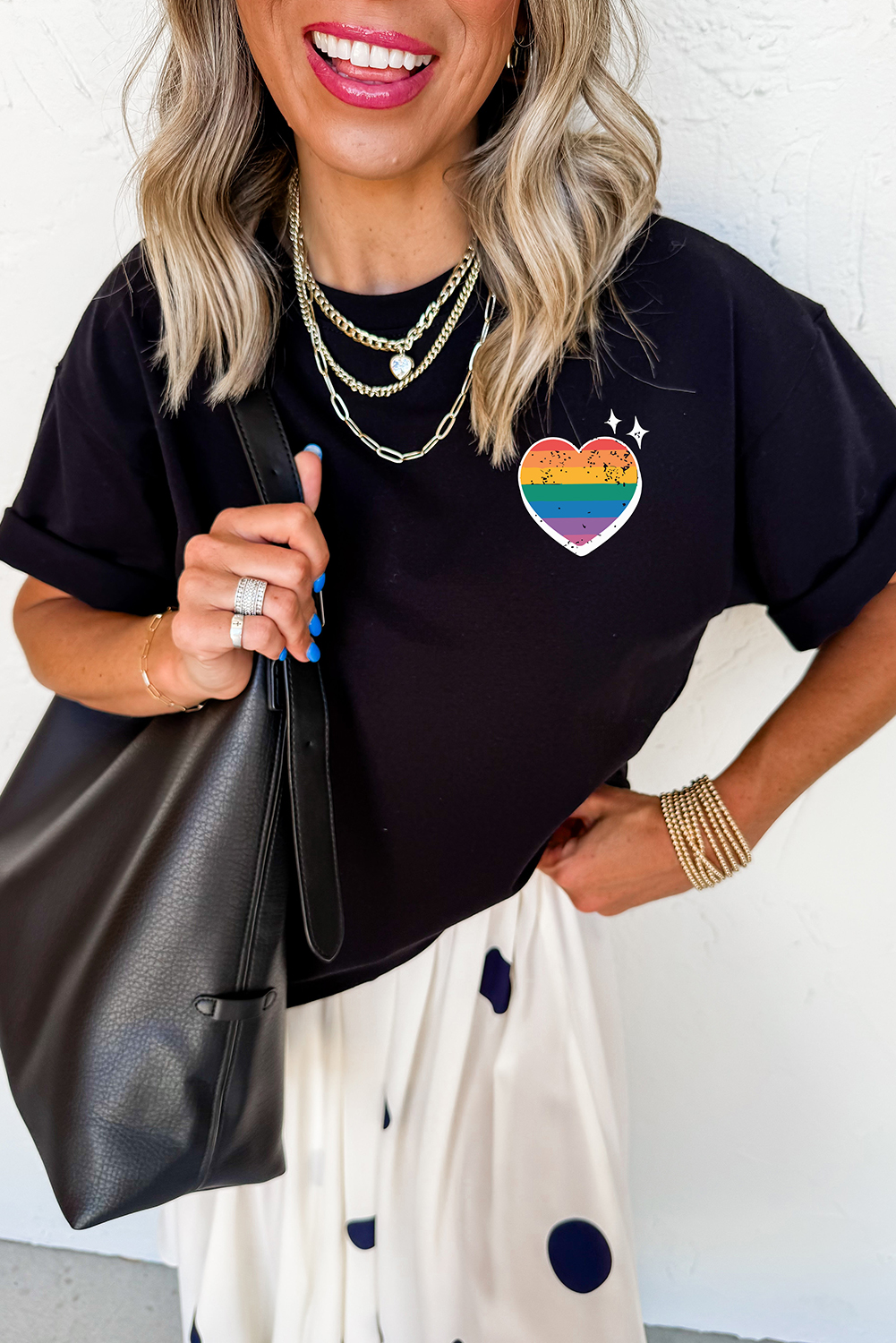 Black Pride Heart Cracking Graphic Detail Cotton Blend T Shirt - loveforevers