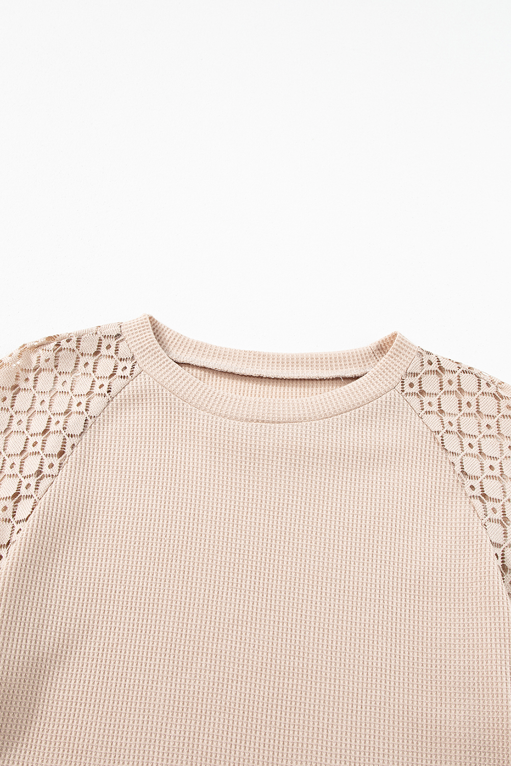 White Lace Long Sleeve Textured Pullover - loveforevers
