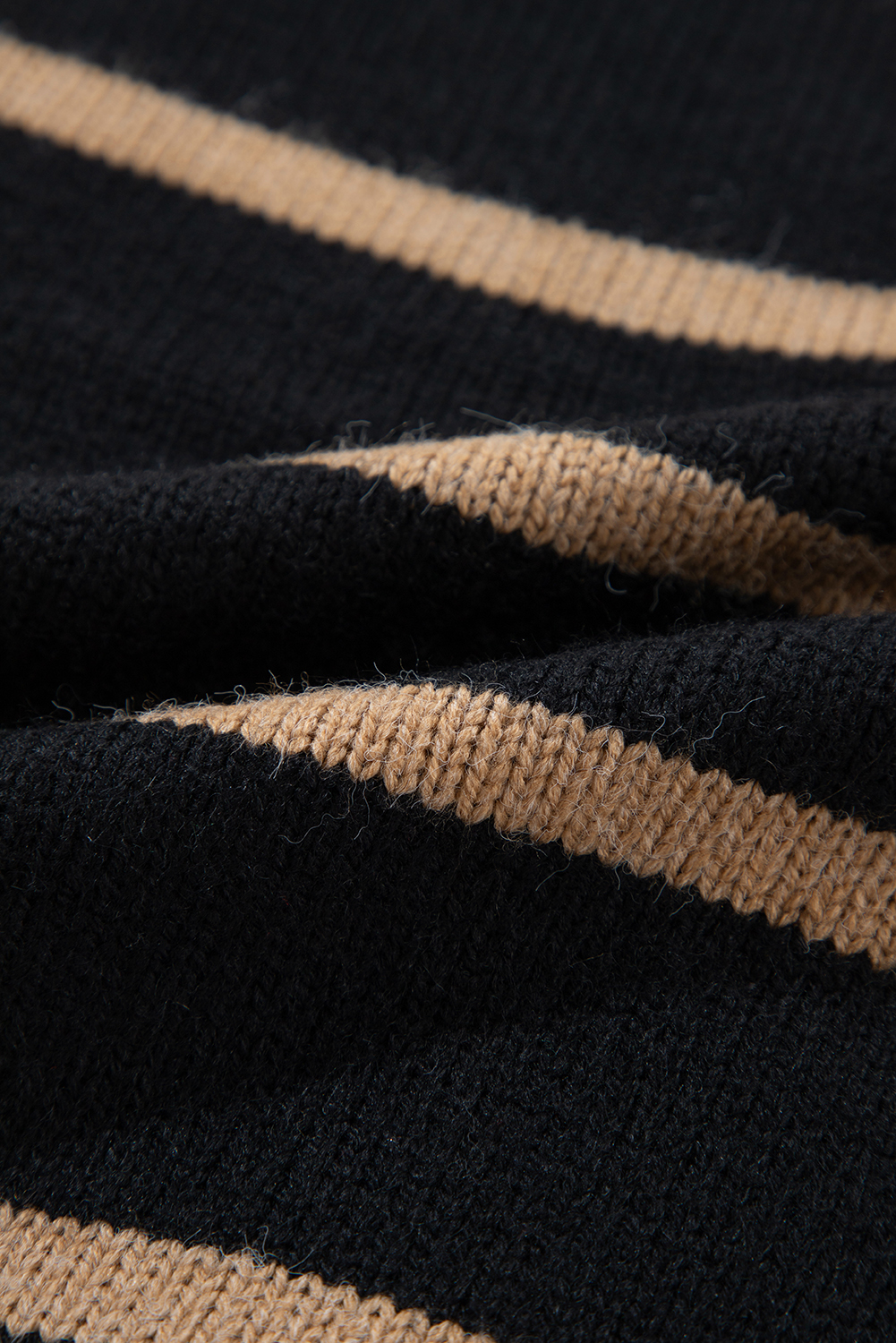 Black Stripe Buttoned V Neck Drop Shoulder Loose Cardigan - loveforevers