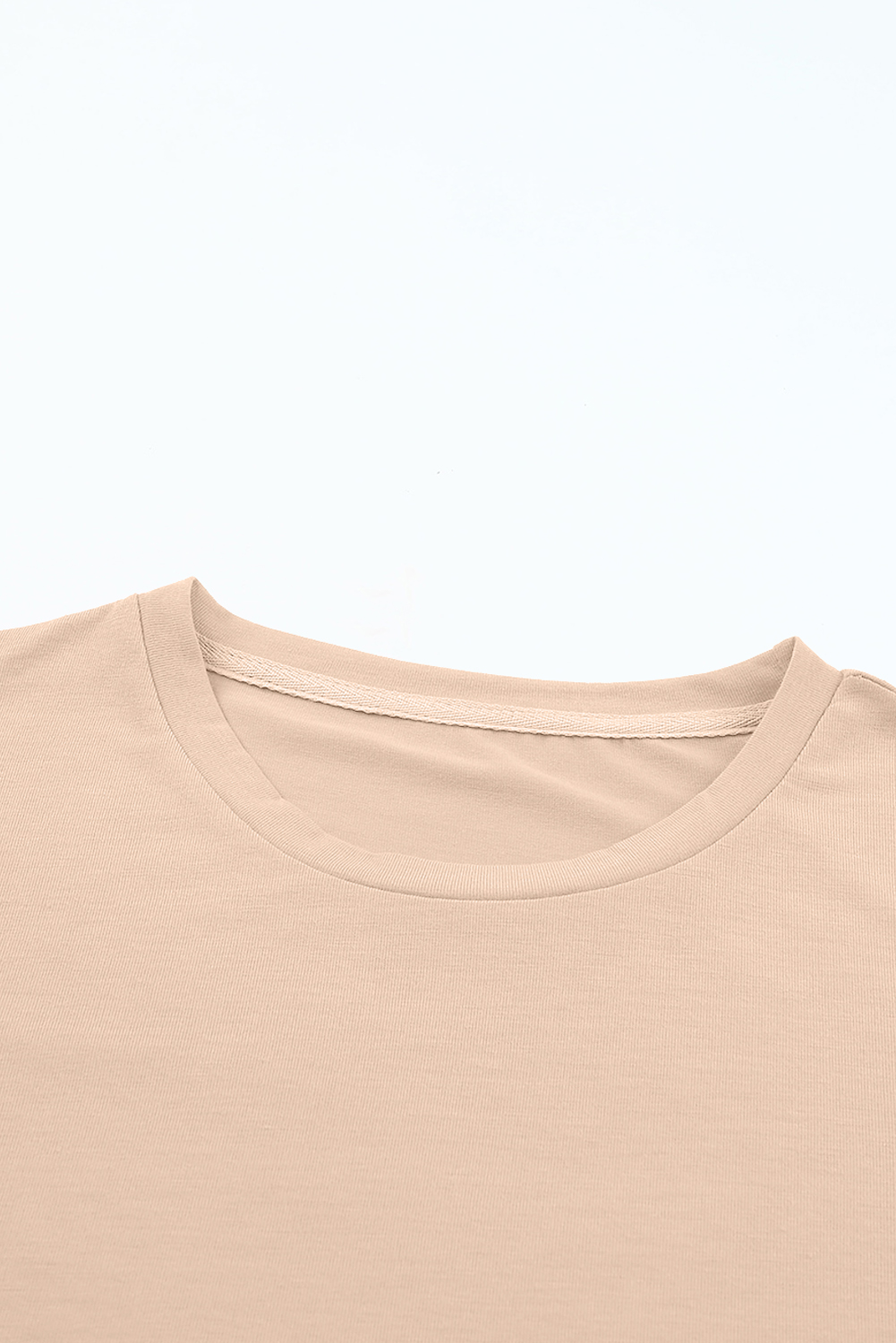 Khaki Casual Plain Crew Neck Tee - loveforevers