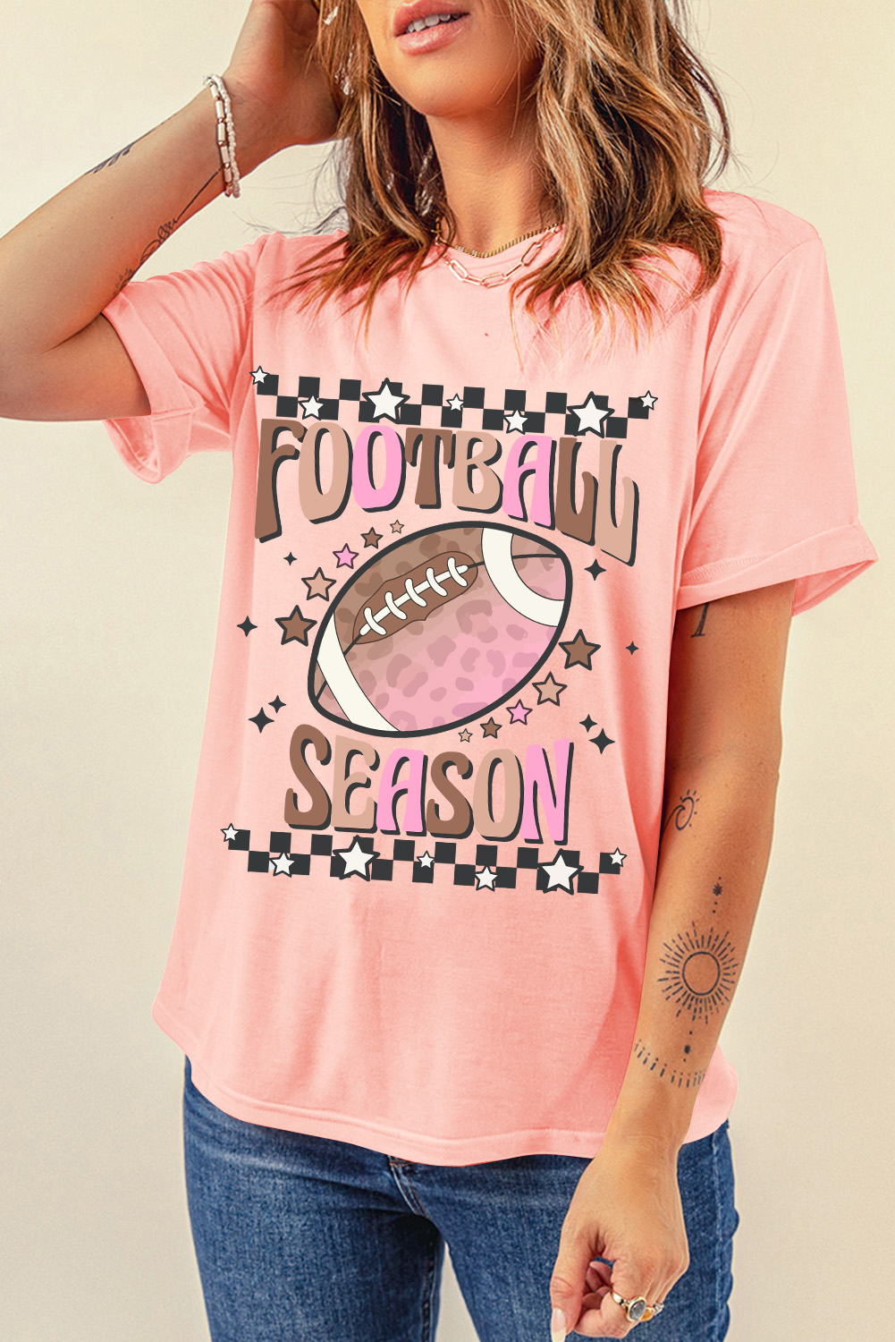 Pink FOOTBALL SEASON Graphic Game Day T Shirt - loveforevers