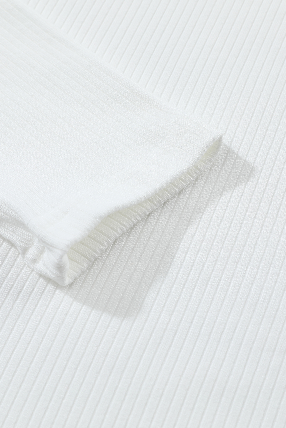 White Ribbed Knit High Neck Long Sleeve Top - loveforevers