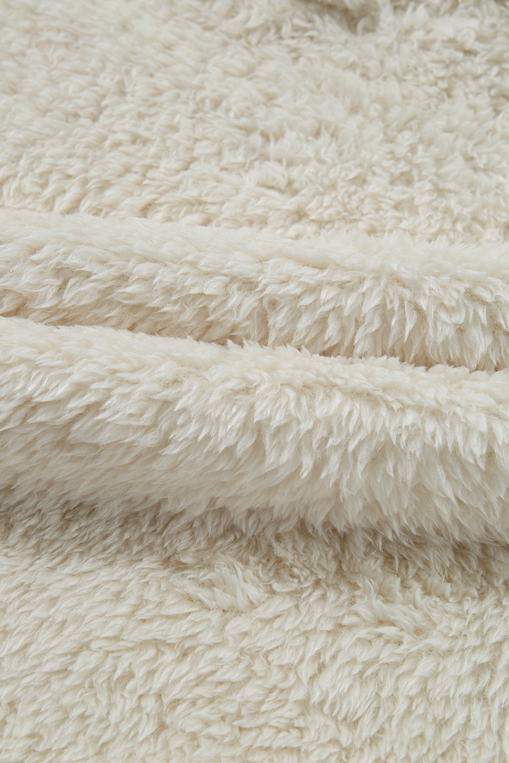 White Contrast Ribbed Edge Plush Hoodie - loveforevers