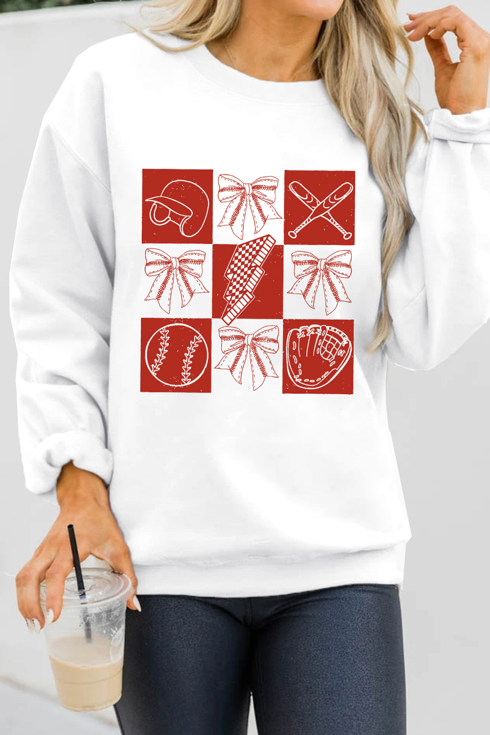 White Baseball Fashion Graphic Cotton Blend Casual Sweatshirt - loveforevers