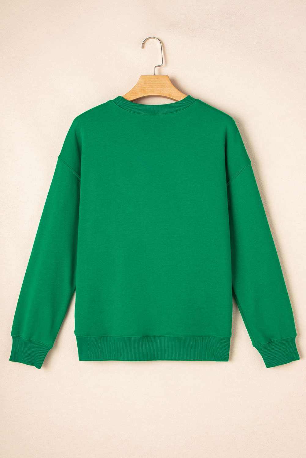 Dark Green merry Sequin Letter Patched Drop Shoulder Baggy Sweatshirt - loveforevers