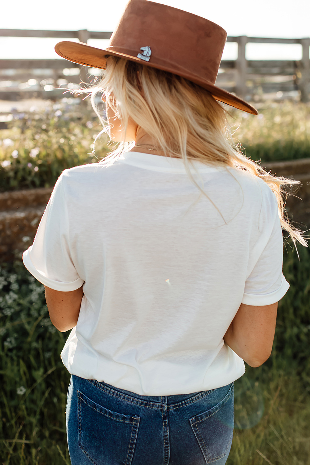 White Tassel Bowknot Print Round Neck Western Fashion T Shirt - loveforevers