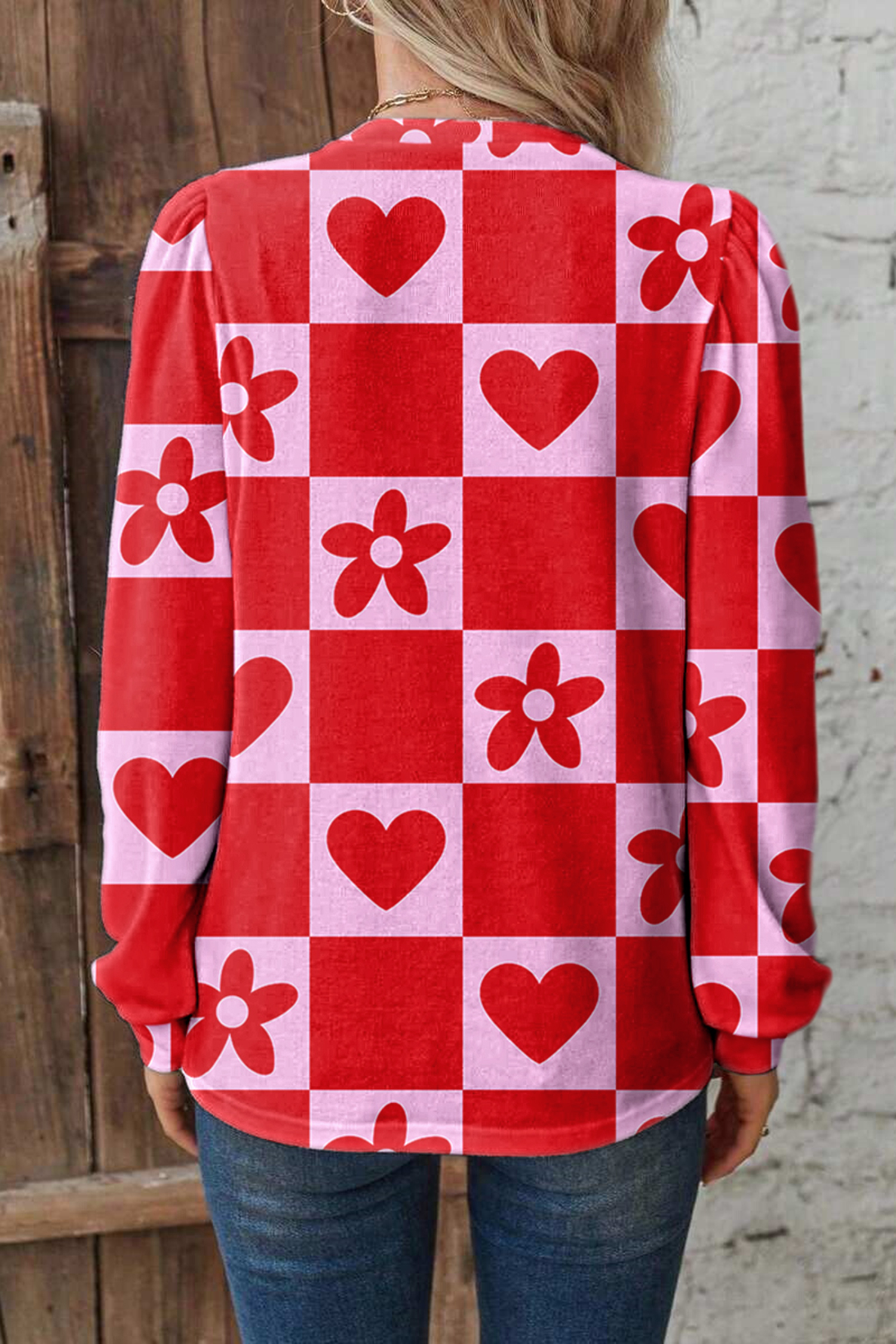Red Dotted Heart Festive Valentine Blouse - loveforevers
