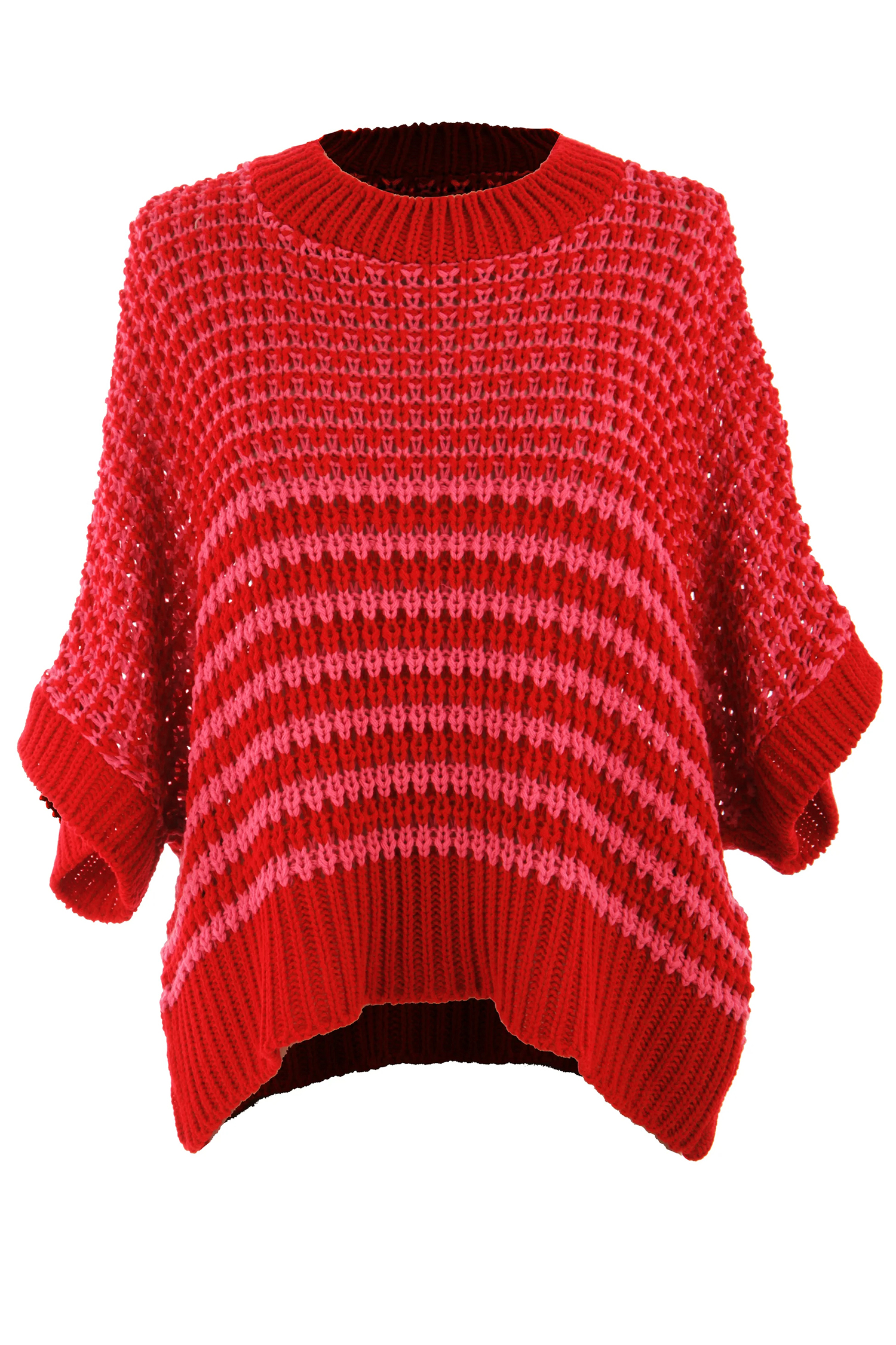 Black Stripe 3/4 Draped Sleeve Slouchy Sweater - loveforevers