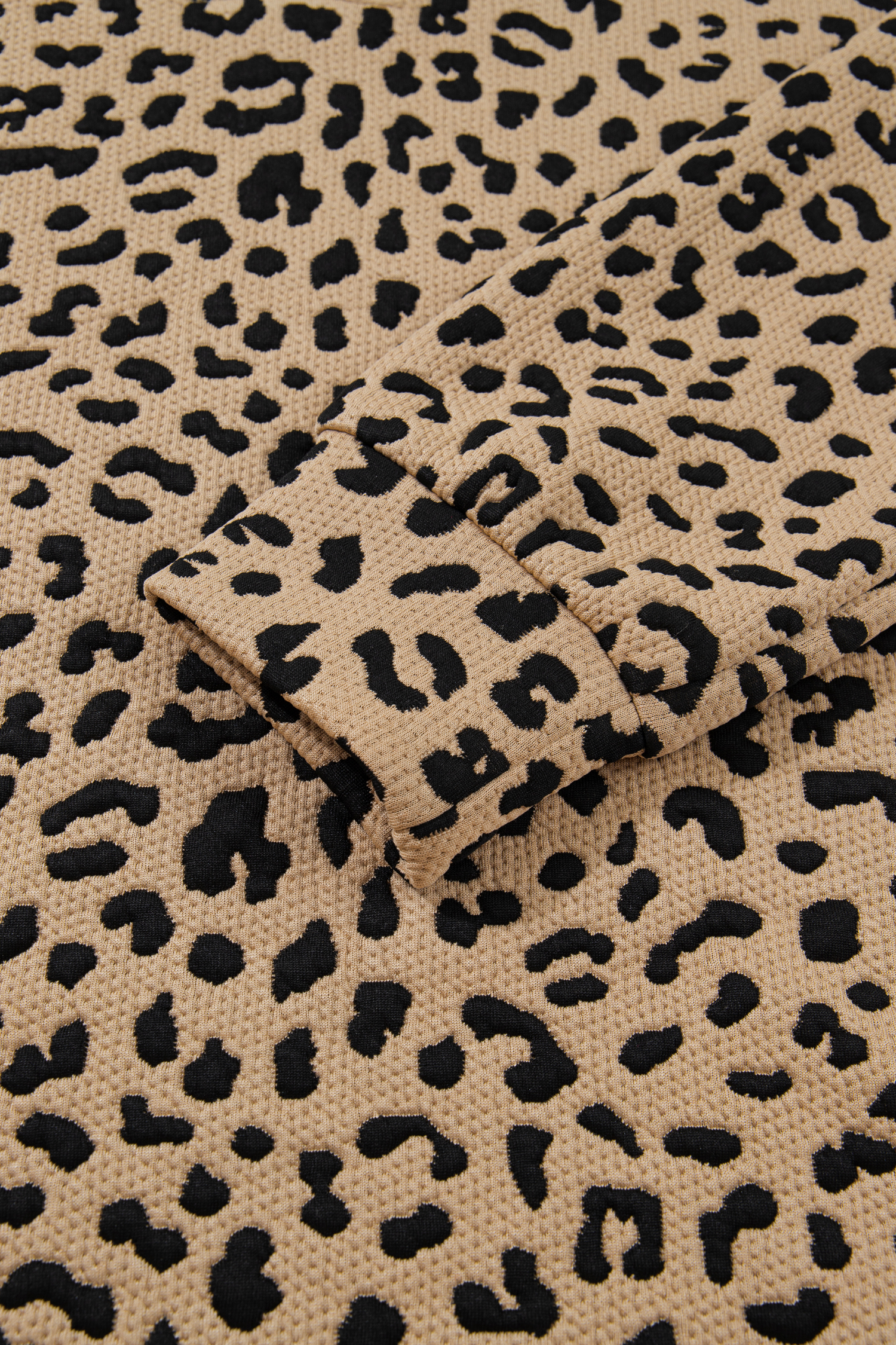 Parchment Leopard Polo Collar V Neck Pullover Top - loveforevers