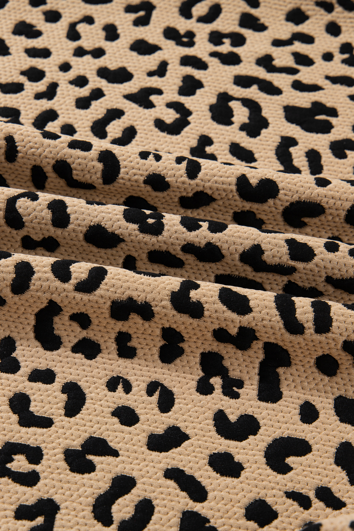 Parchment Leopard Polo Collar V Neck Pullover Top - loveforevers