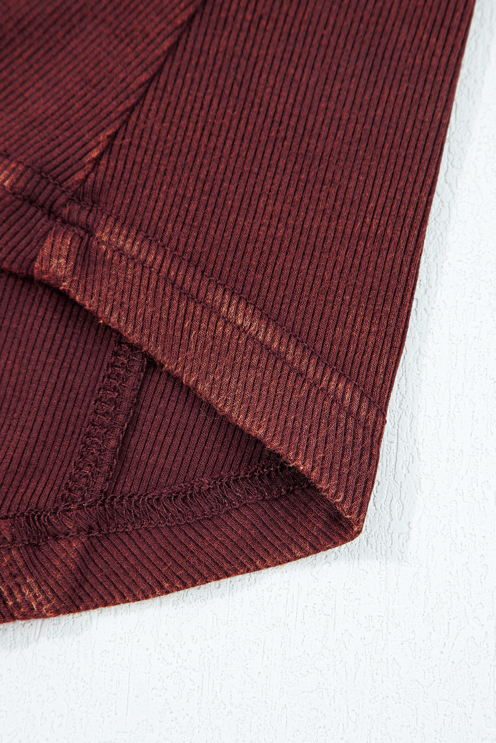 Burgundy Exposed Seam Ribbed Long Sleeve Top - loveforevers