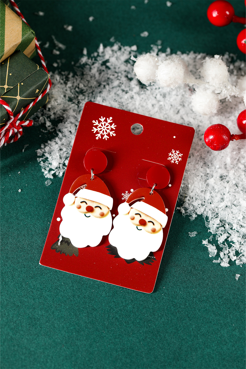 Fiery Red Father Christmas Dangle Earrings - loveforevers