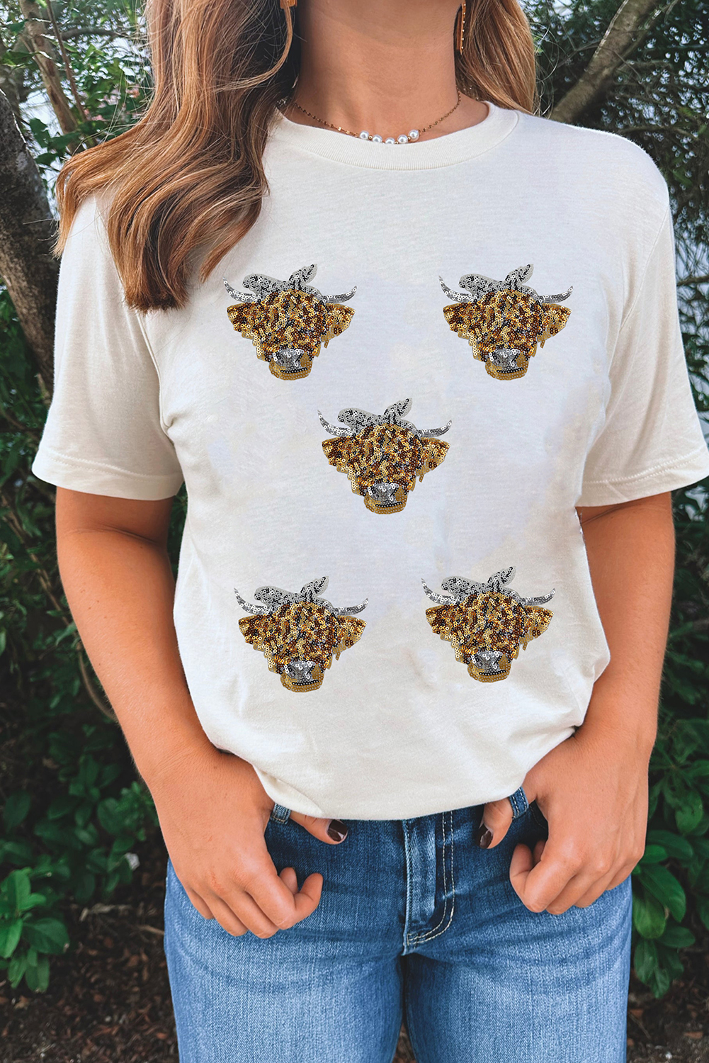 White Western Bow Heifer Graphic Casual T Shirt - loveforevers
