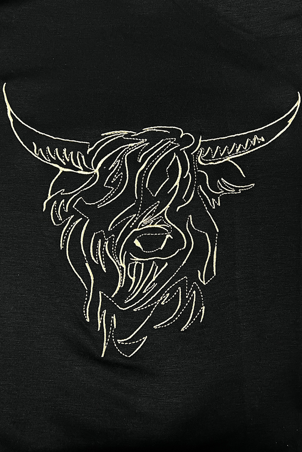 Black Western Bull Head Embroidered Pattern T Shirt - loveforevers