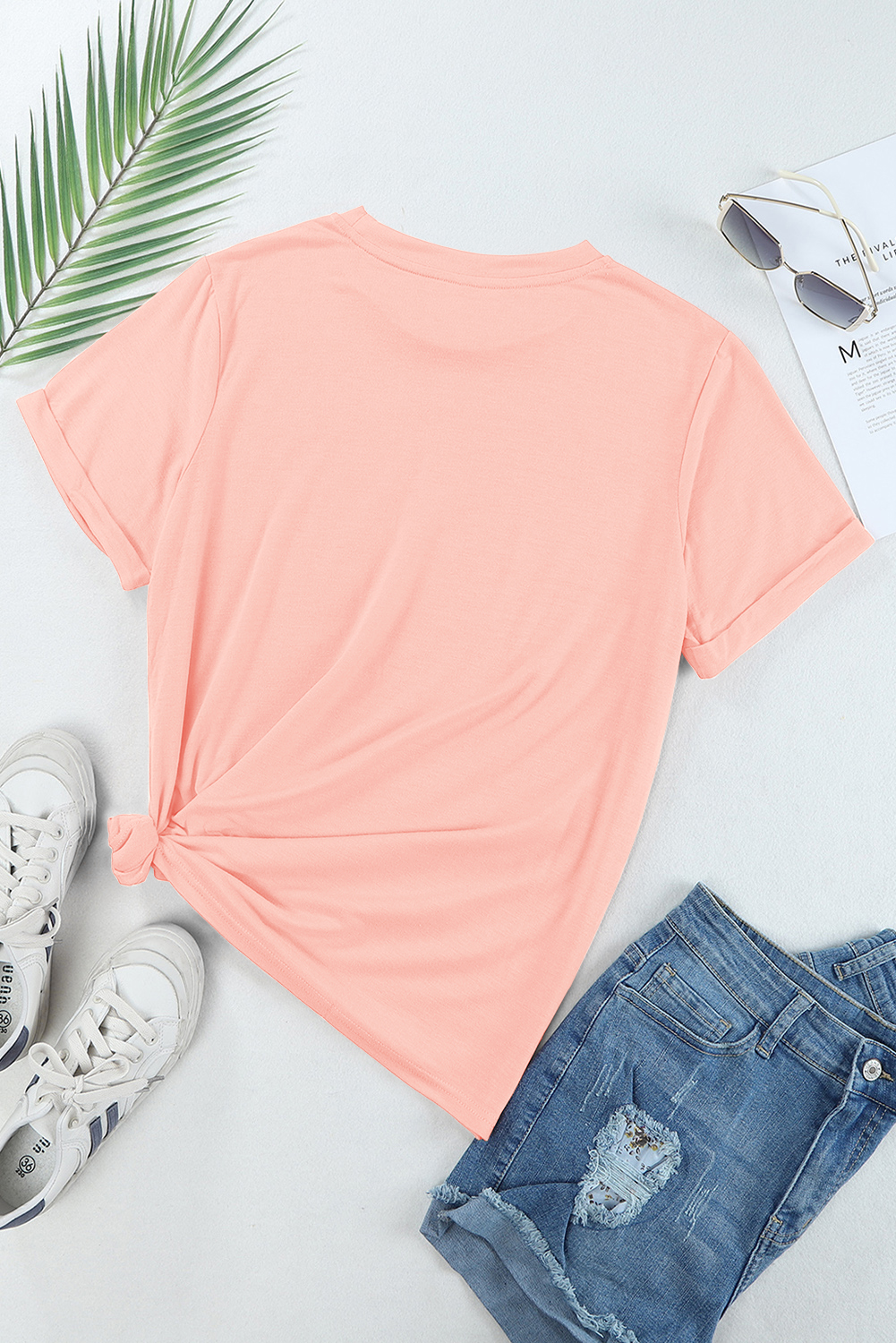 Khaki Casual Plain Crew Neck Tee - loveforevers