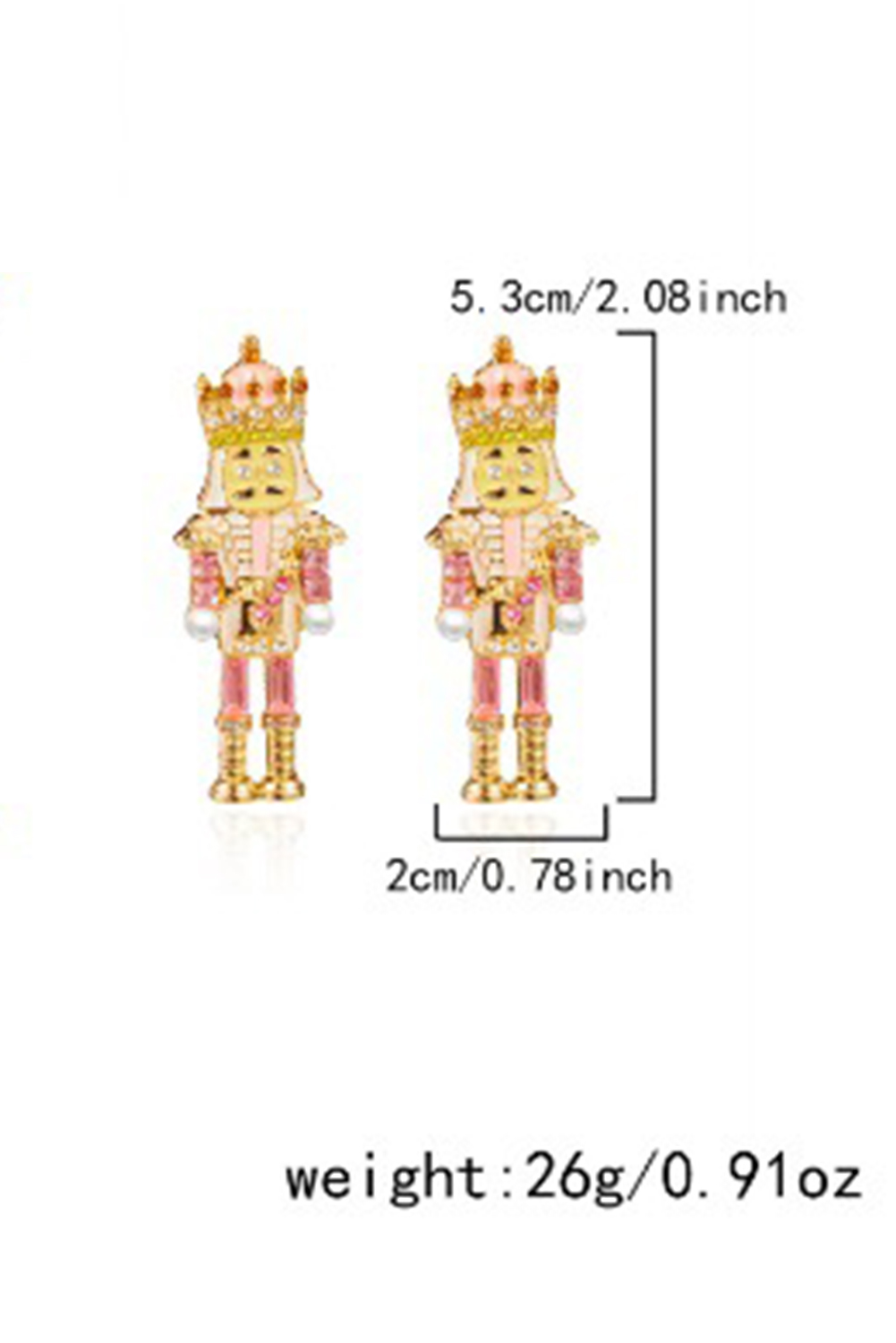 Pink Christmas Nutcracker Doll Alloy Gem Holiday Earrings - loveforevers