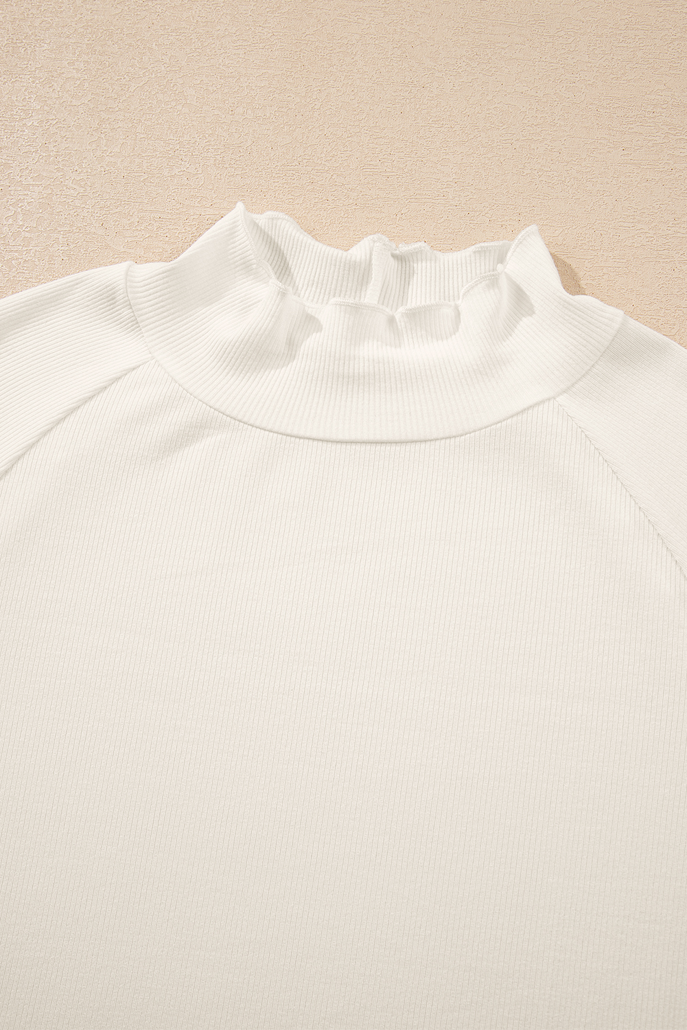 Black Ribbed Knit Lettuce Trim High Neck Long Sleeve Top - loveforevers