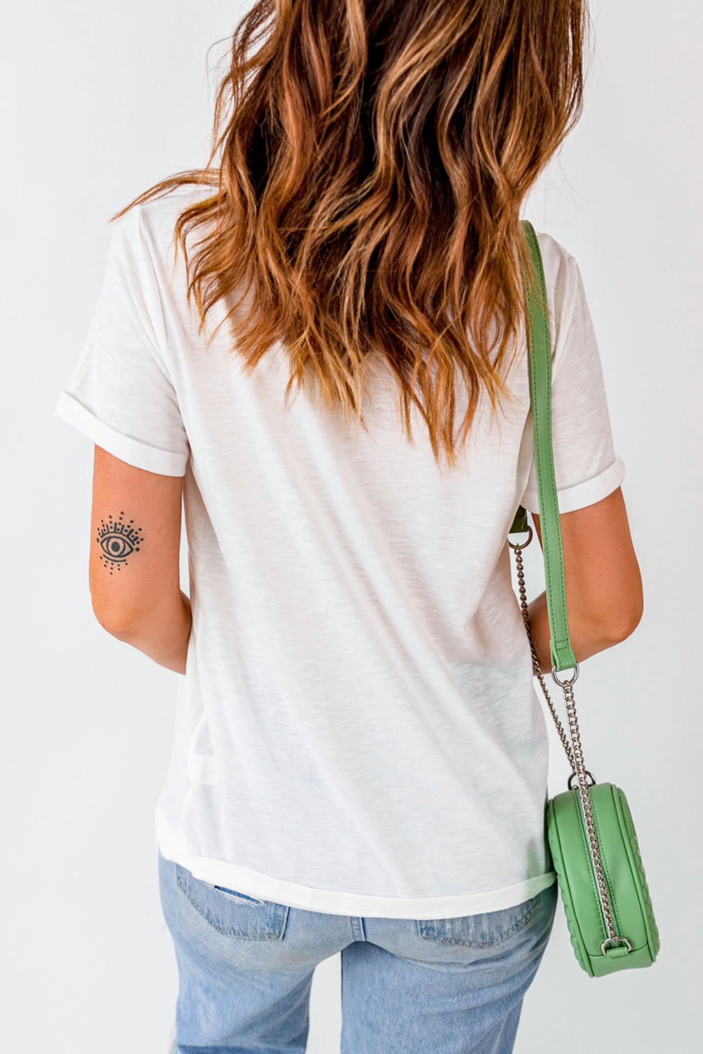 White AND THEY CALL THE THING RODEO Print Round Neck T Shirt - loveforevers