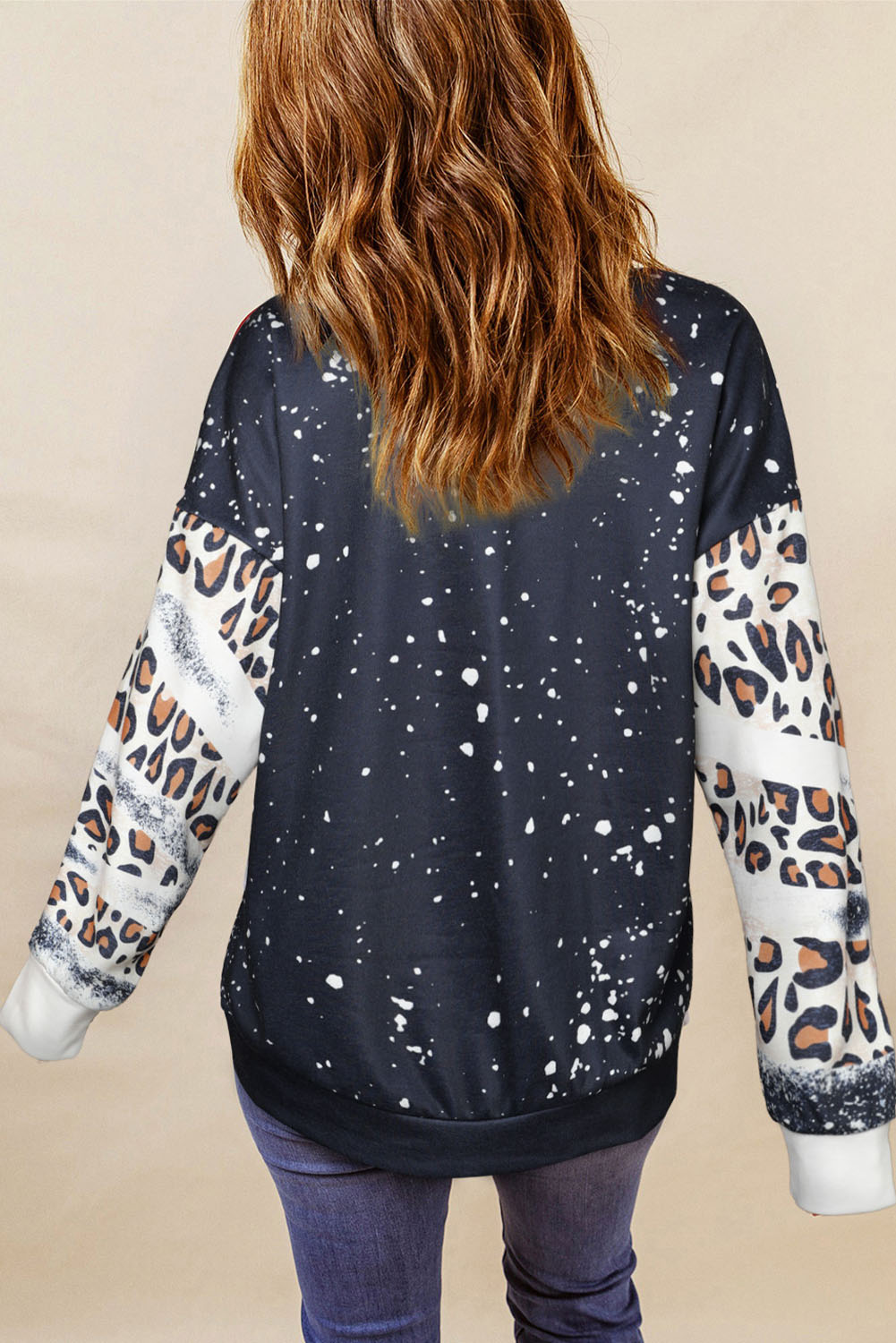 Fiery Red Tie Dye Leopard Drop Shoulder Sweatshirt - loveforevers