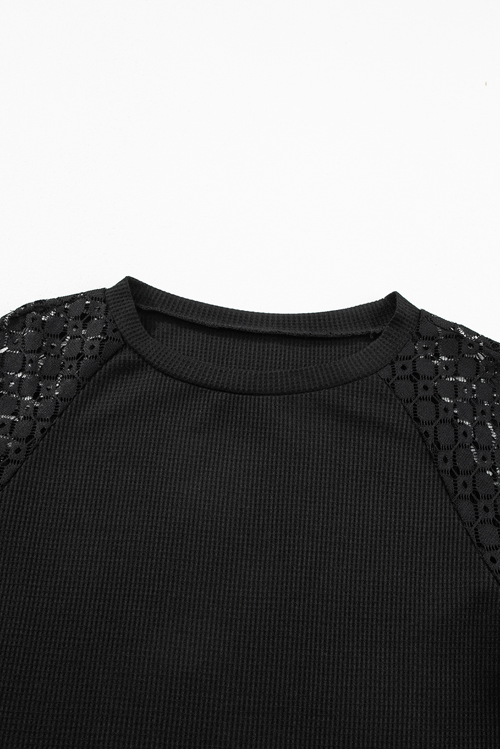 White Lace Long Sleeve Textured Pullover - loveforevers