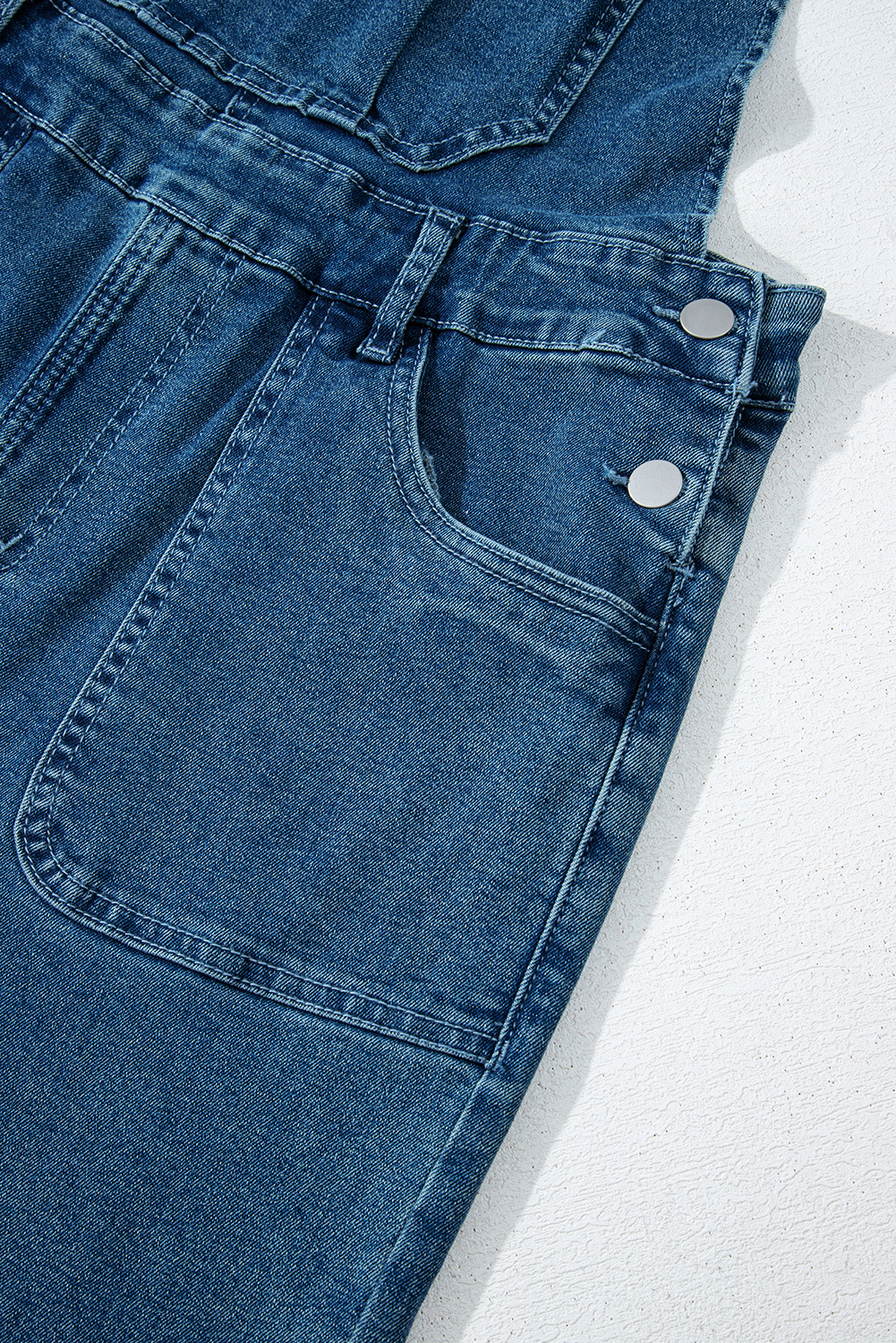 Dusk Blue Adjustable Tie Straps Cropped Wide Leg Denim Overalls - loveforevers