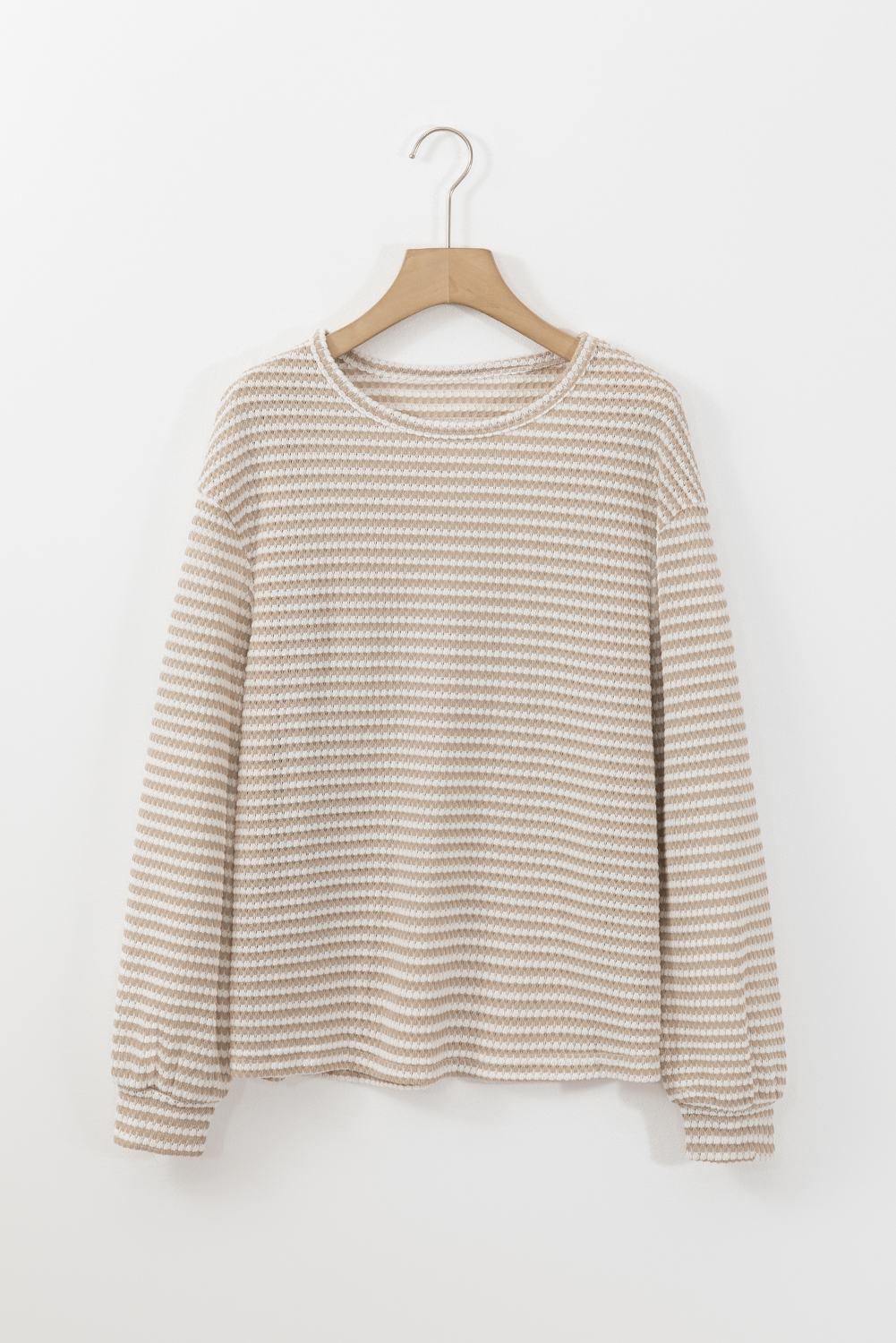Black Stripe Round Neck Drop Shoulder Long Sleeve Top - loveforevers