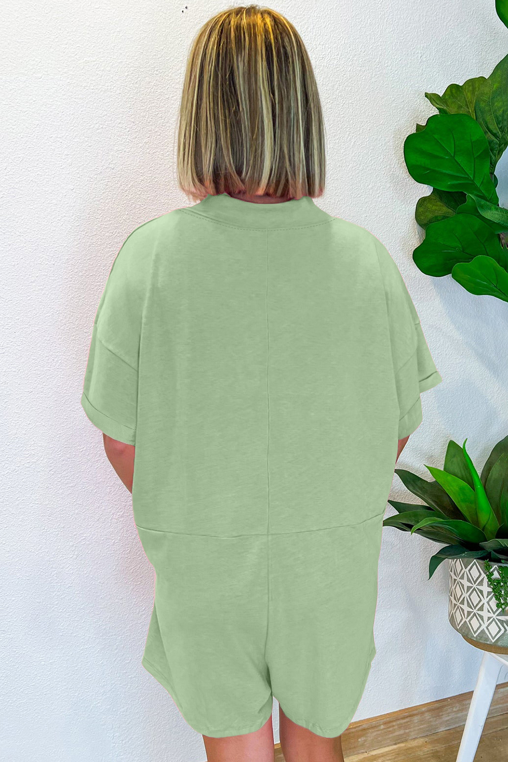 Bonbon Loose Half Sleeve V Neck Knit Romper - loveforevers