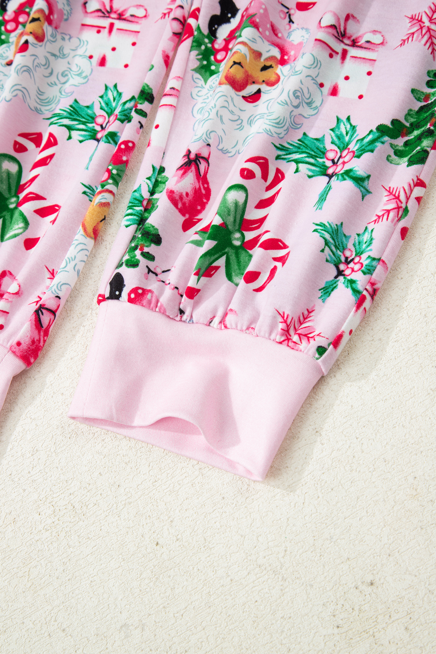 White Christmas Pattern Button V Neck Pullover Drawstring Pants 2pcs Lounge Set - loveforevers