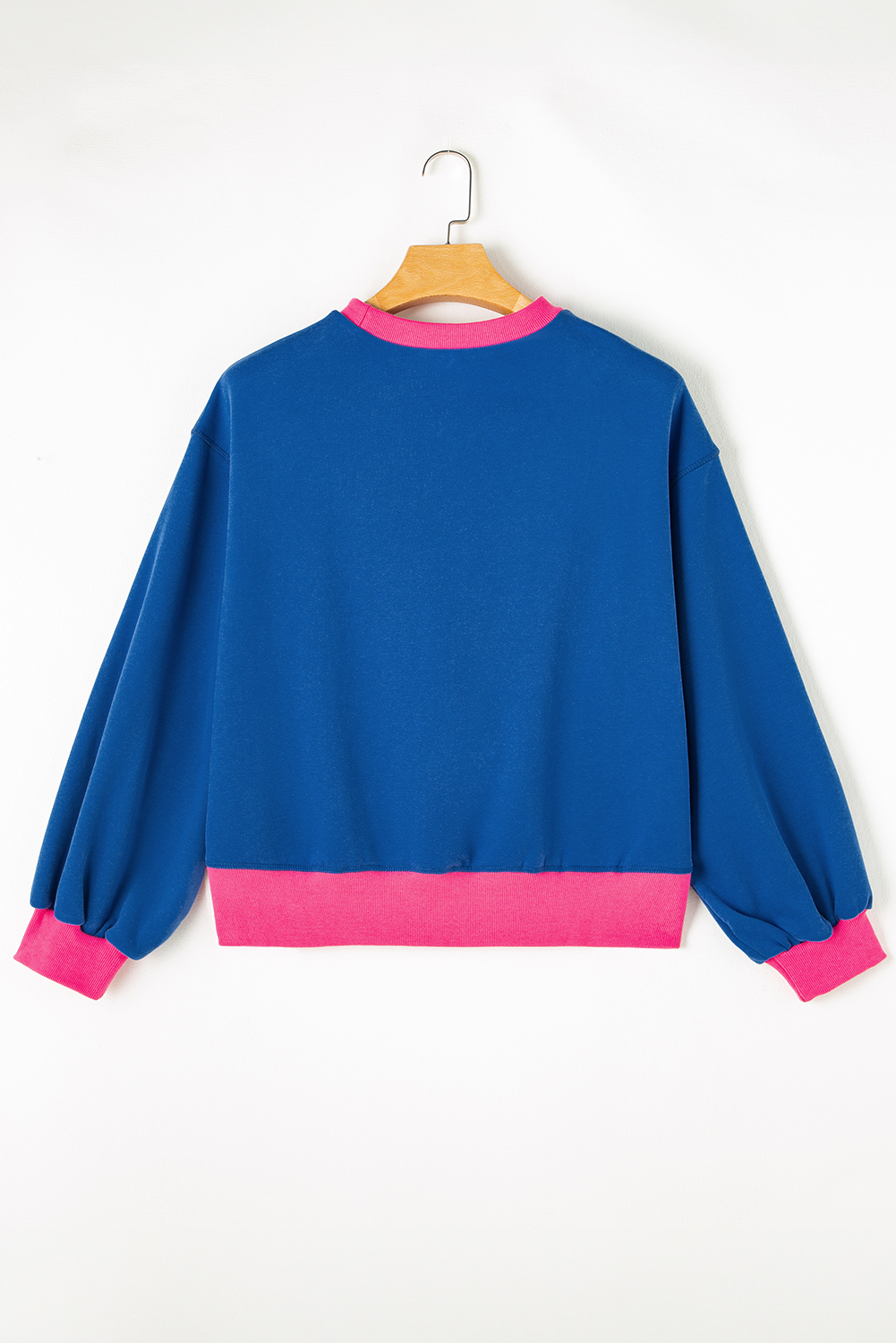 Blue Rugby Bowknot Graphic Game Day Contrast Trim Drop Shoulder Casual Sweatshirt - loveforevers