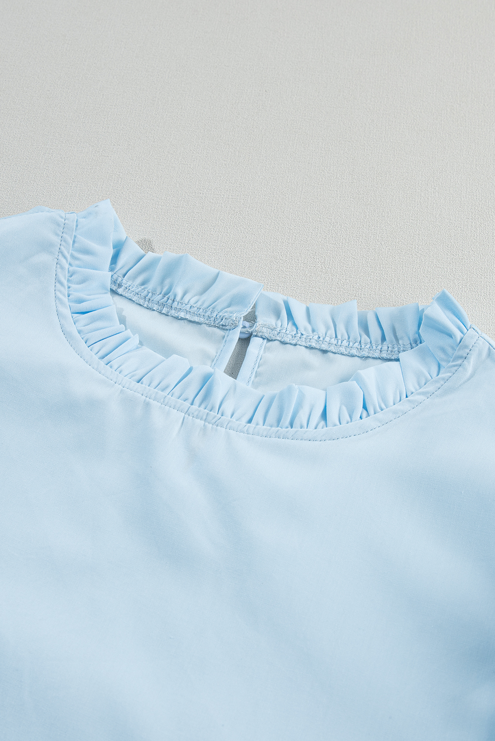 Beau Blue Layered Ric Rac Cap Sleeve Filled Neck Blouse - loveforevers