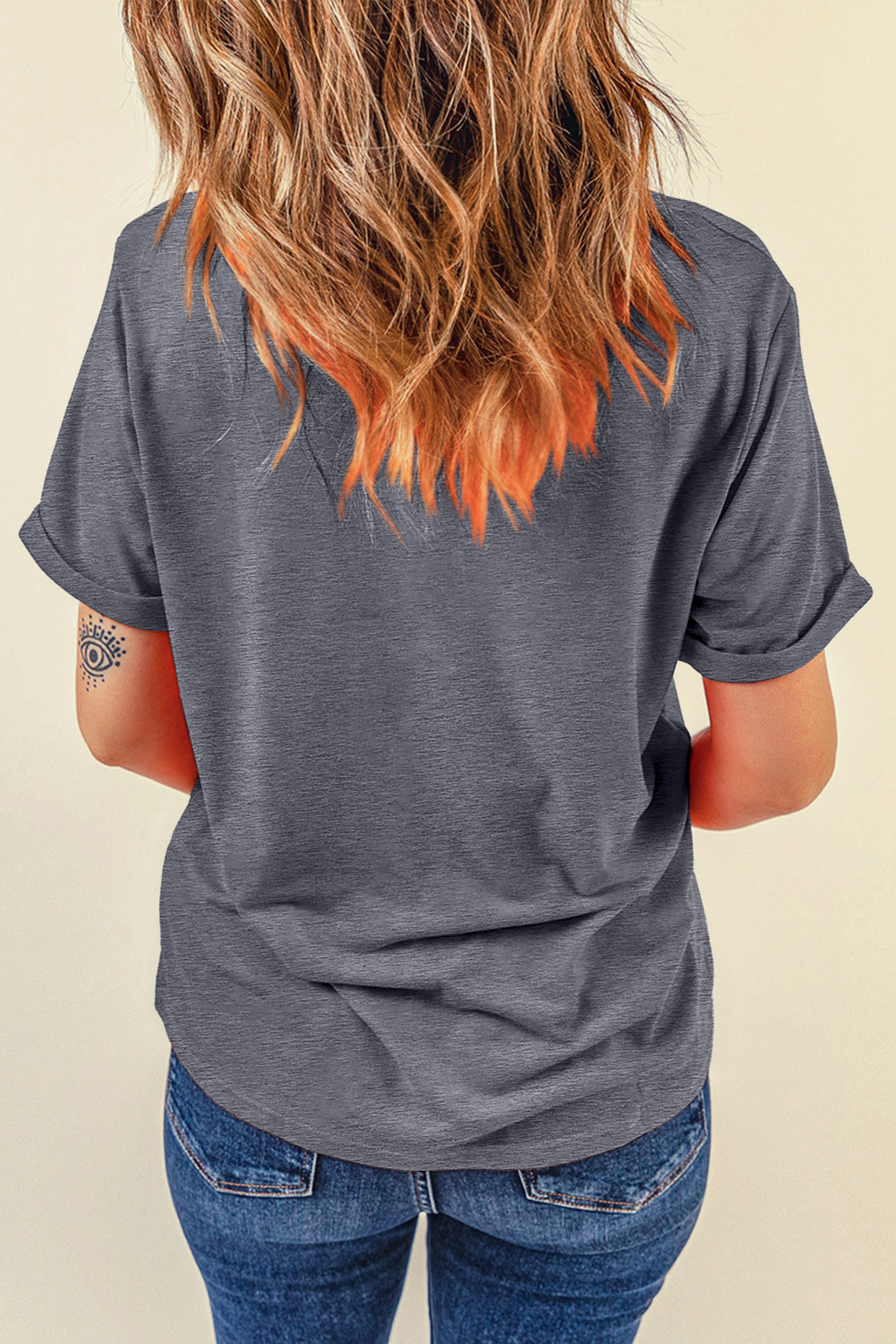 Gray Blooming USA Flag Print Casual T Shirt - loveforevers