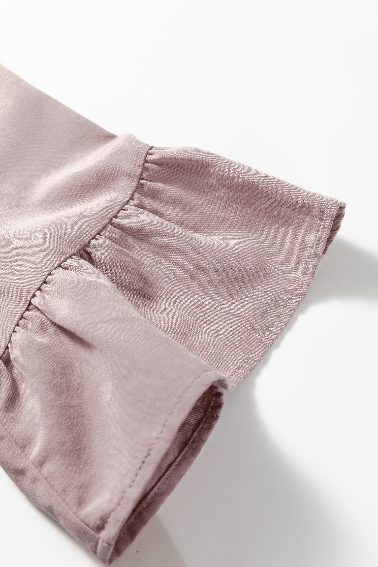 Sepia Rose Slit V Neck Ruffled Loose Blouse - loveforevers