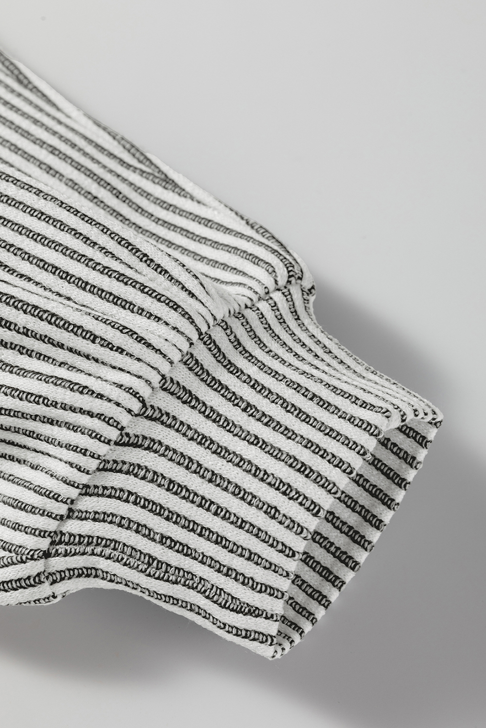 Gray Ribbed Knit Round Neck Long Lantern Sleeve Top - loveforevers