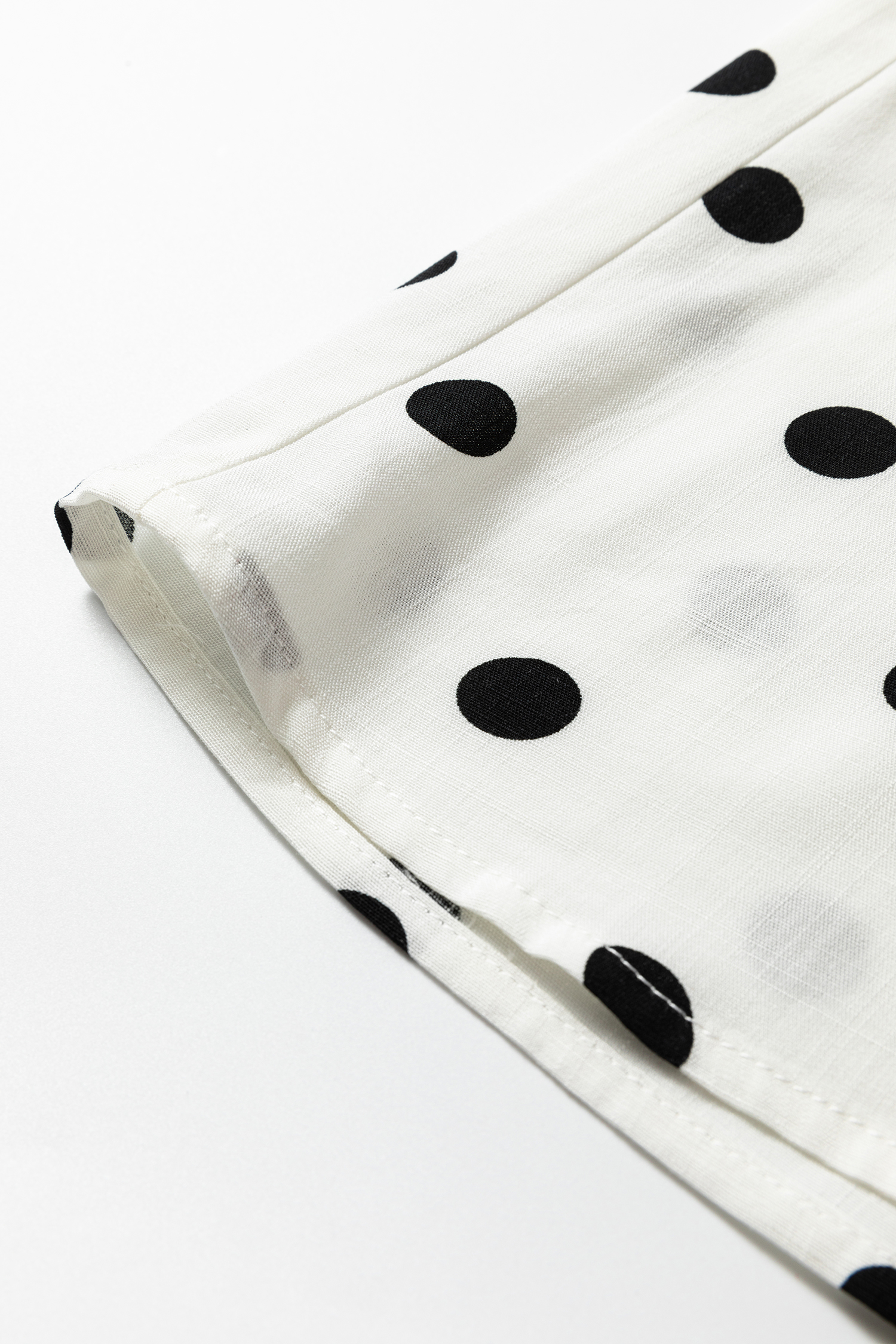 White Polka Dot Print Contrast Piping Elegant Shirt - loveforevers