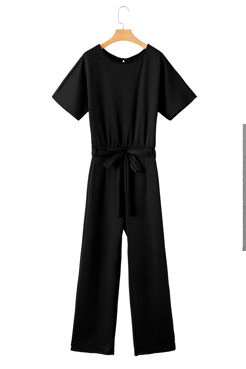 Black Dolman Sleeve Belted Straight Leg Jumpsuit - loveforevers