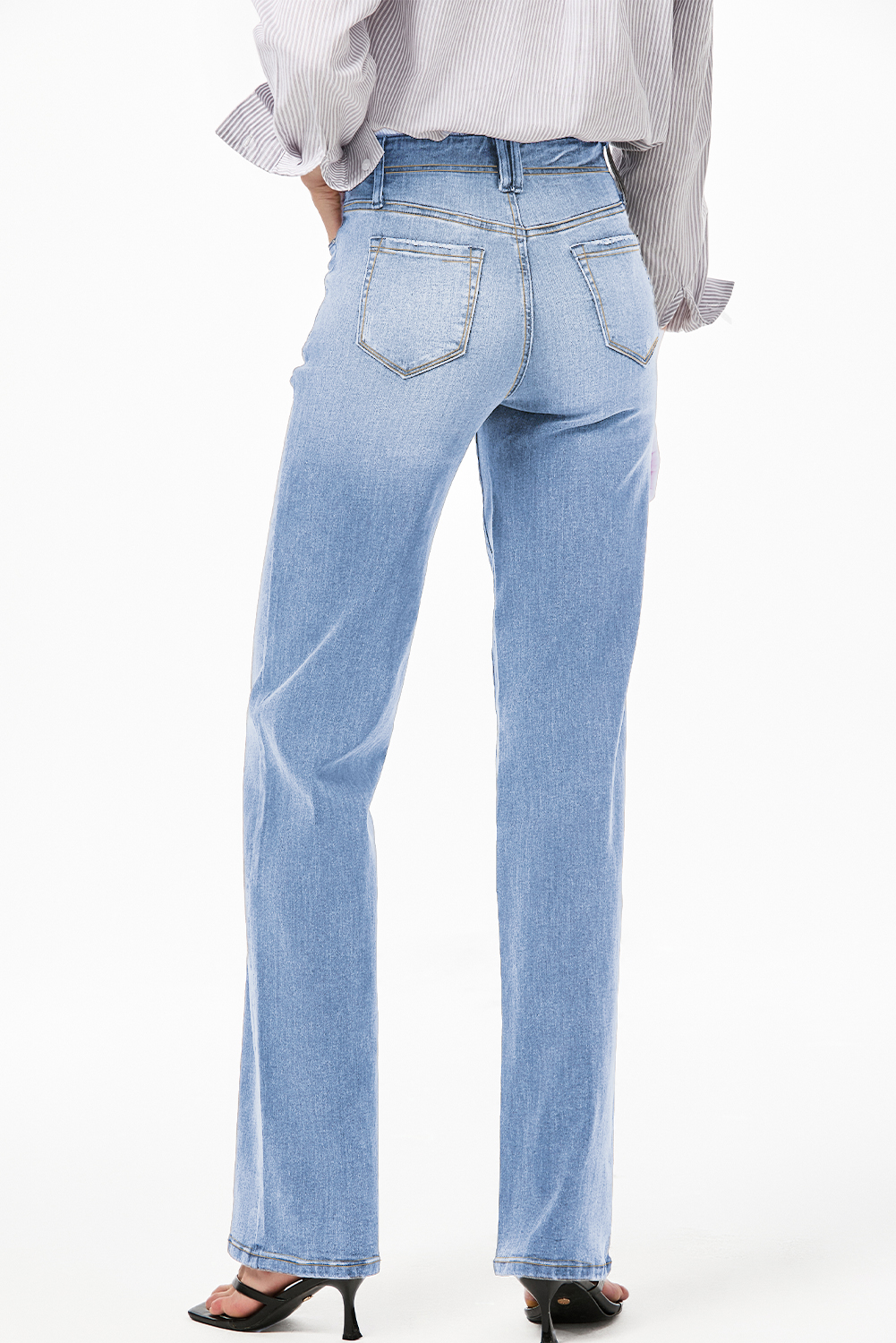 Beau Blue Loose Straight Leg Cropped High Waist Jeans - loveforevers