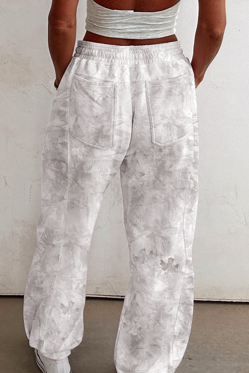 Beige Camo Print Baggy Drawstring Jogger Sweatpants - loveforevers
