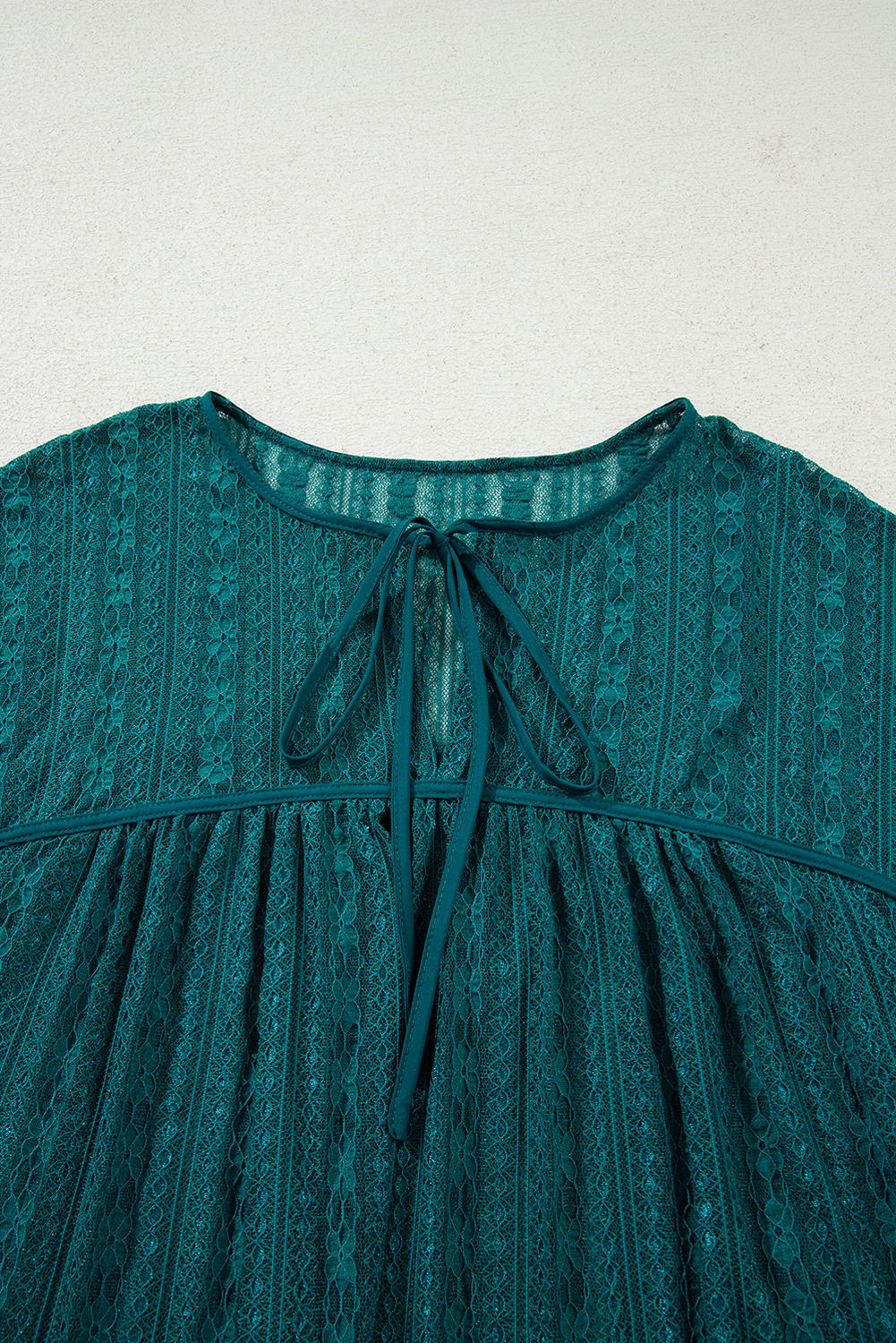 Evergreen Sheer Lace Balloon Sleeve Babydoll Blouse - loveforevers