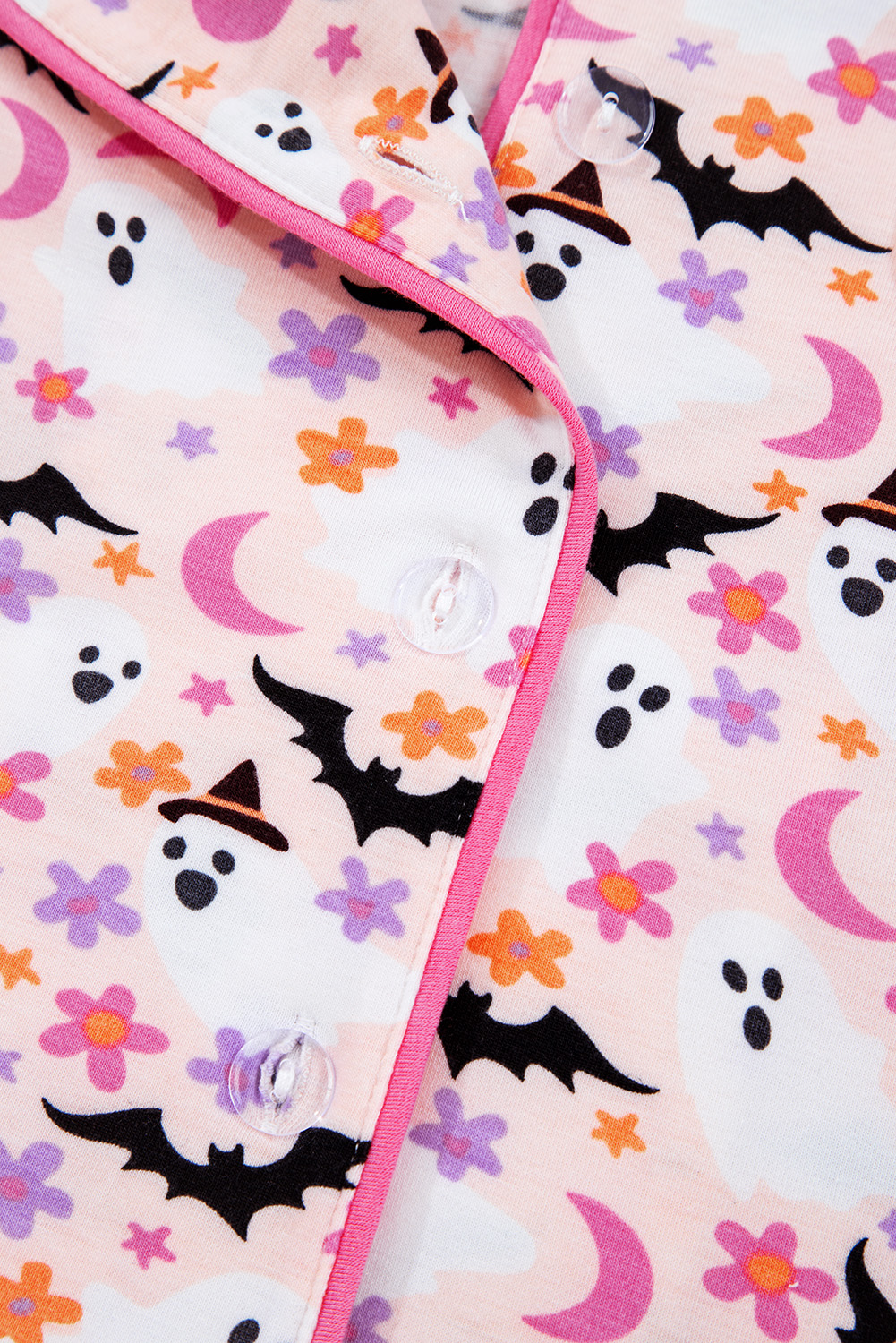 Pink Halloween Eve Haunted Honey Bat Print Pajama Set - loveforevers