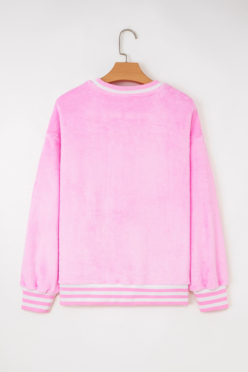 Sachet Pink Sequin Chenille MERRY Graphic Plush Pullover - loveforevers