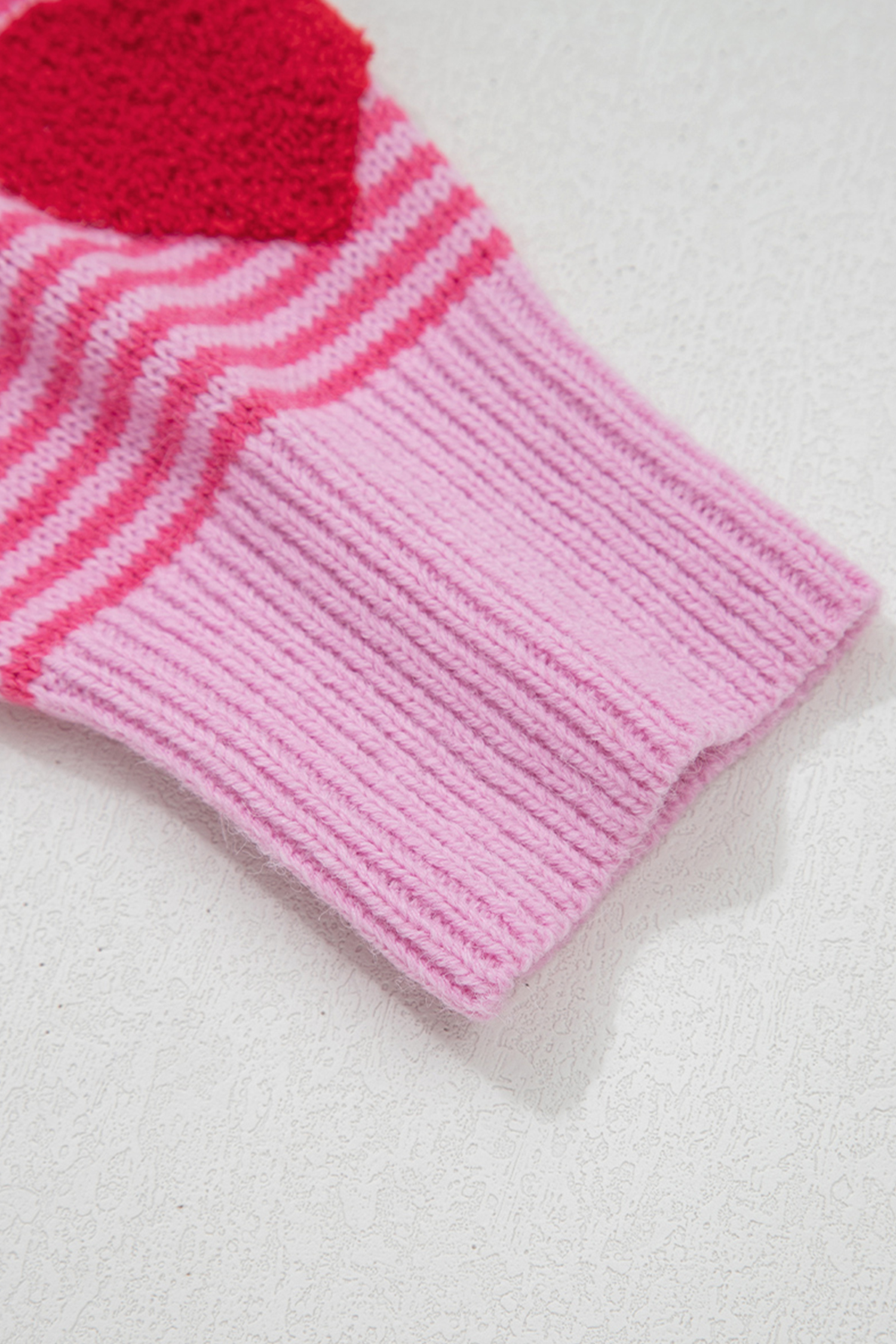 Gray Stripe Contrast Heart Pattern Valentine Knit Sweater - loveforevers