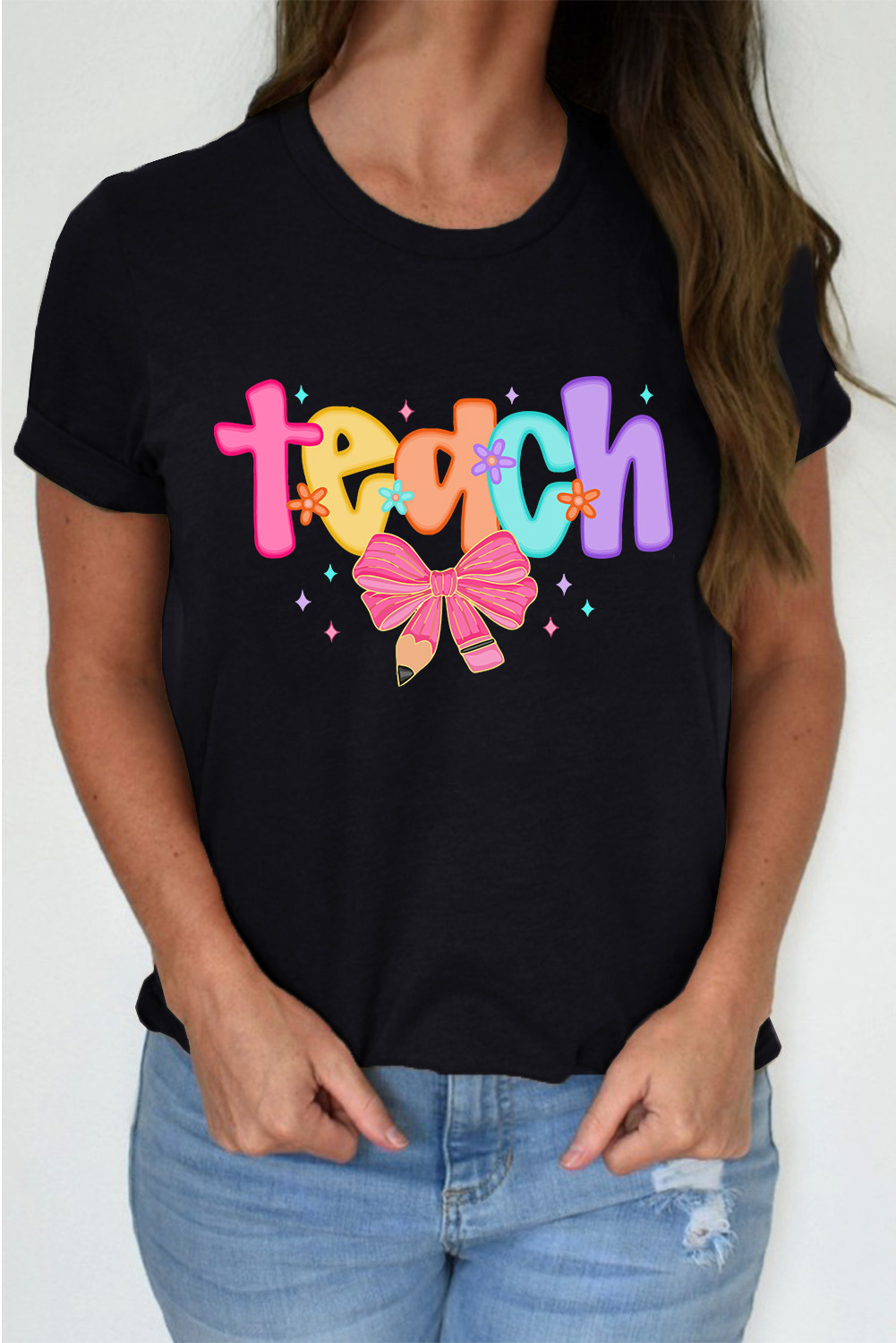 Black Teach Graphic Holiday Summer Tee - loveforevers