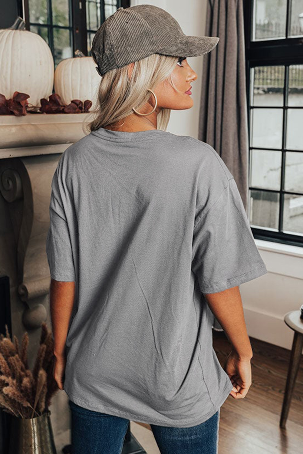 Medium Grey Stars Leopard Graphic Distressed Tee - loveforevers