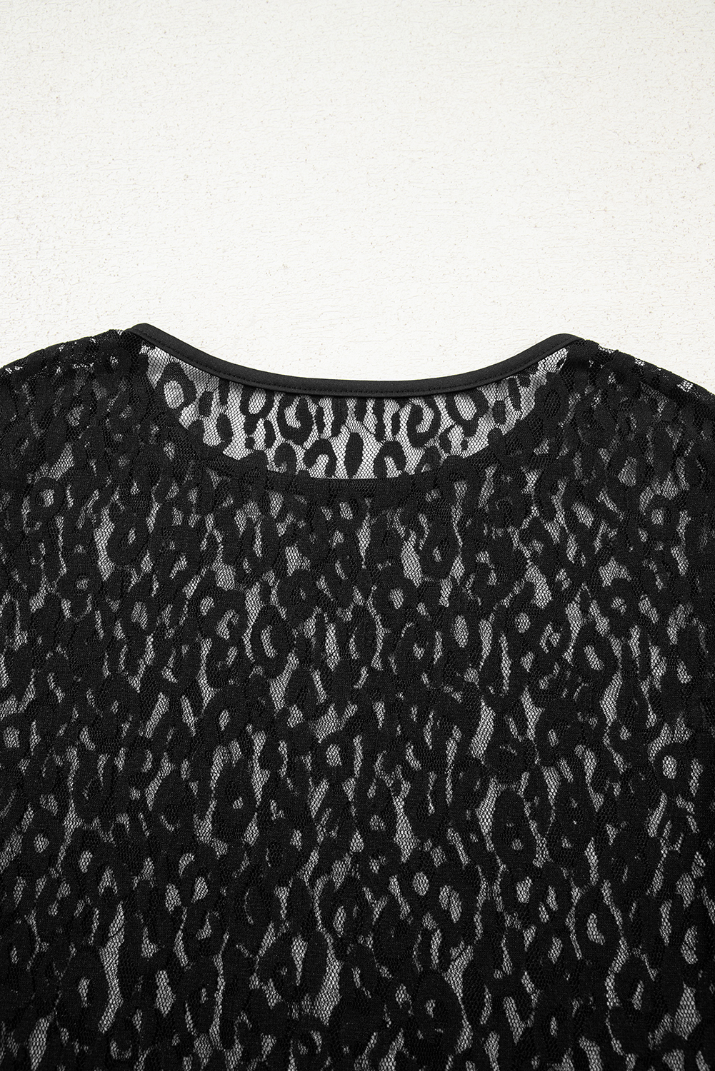 Black Leopard Pattern Sheer Mesh Long Sleeve Top - loveforevers